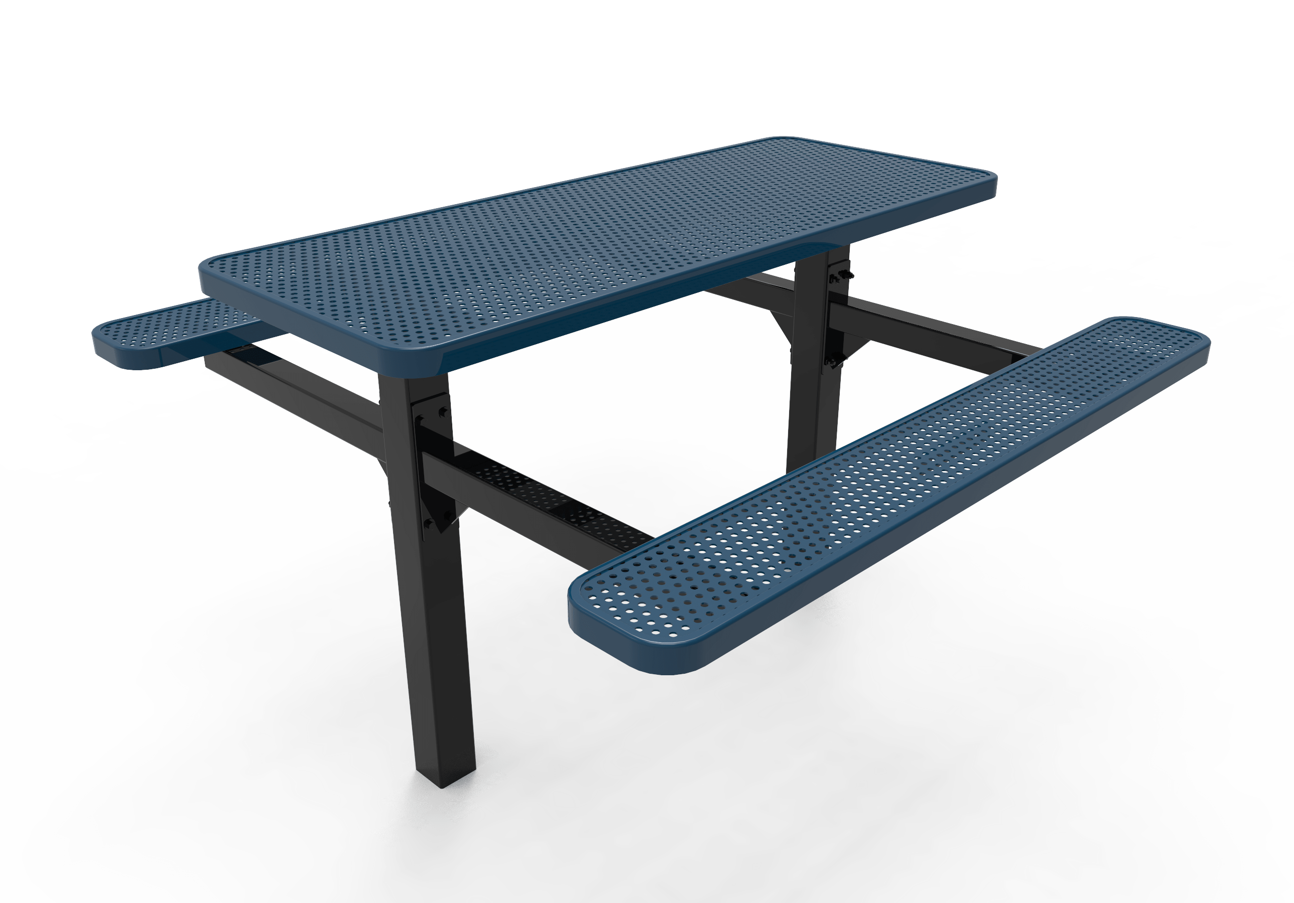 6 Foot Blue MyTCoat Double Pedestal Picnic Table Inground Mount Studio Image