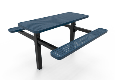 6 Foot Blue MyTCoat Double Pedestal Picnic Table Inground Mount Studio Image