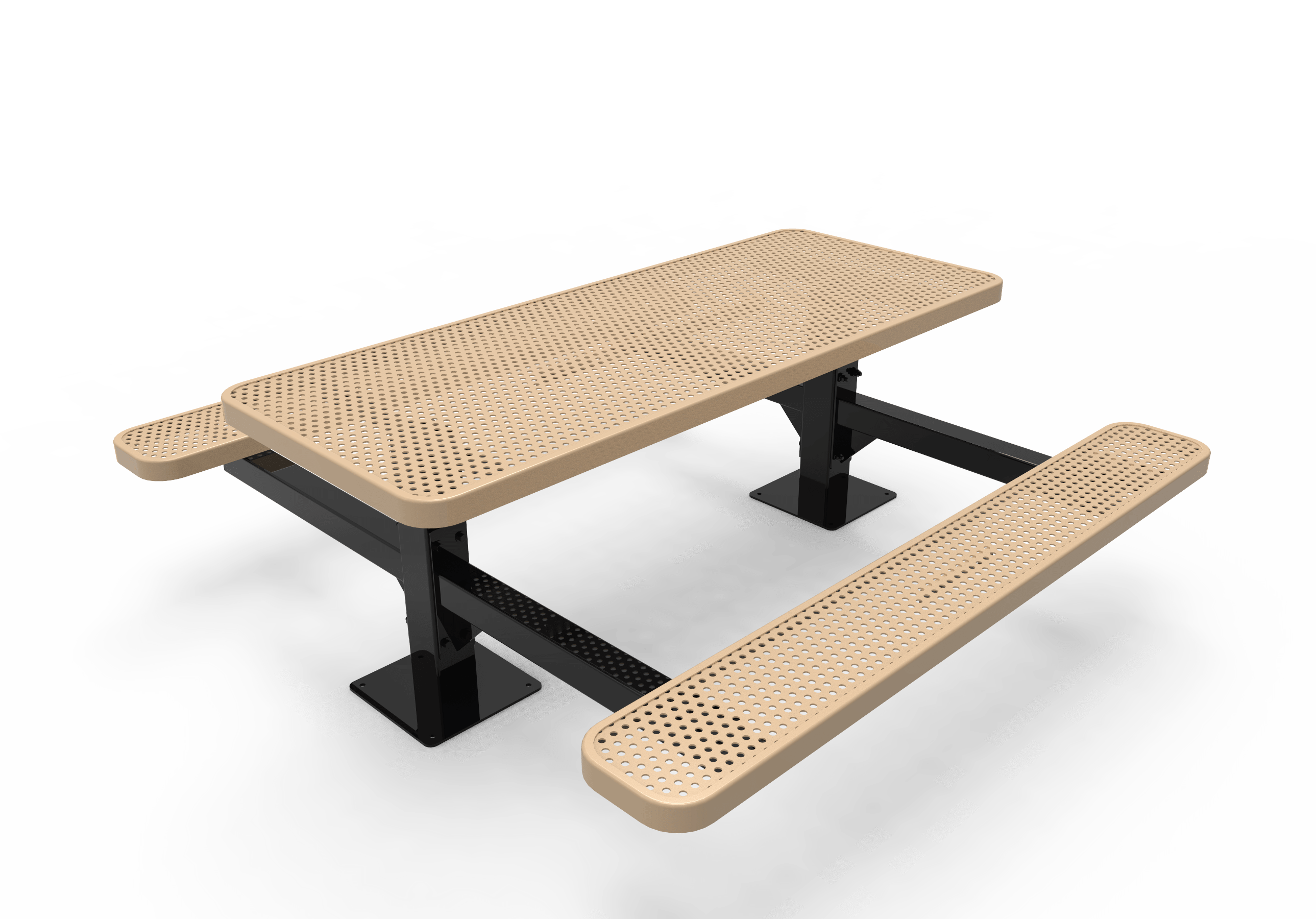 6 Foot Tan MyTCoat Double Pedestal Picnic Table Surface Mount Studio Image