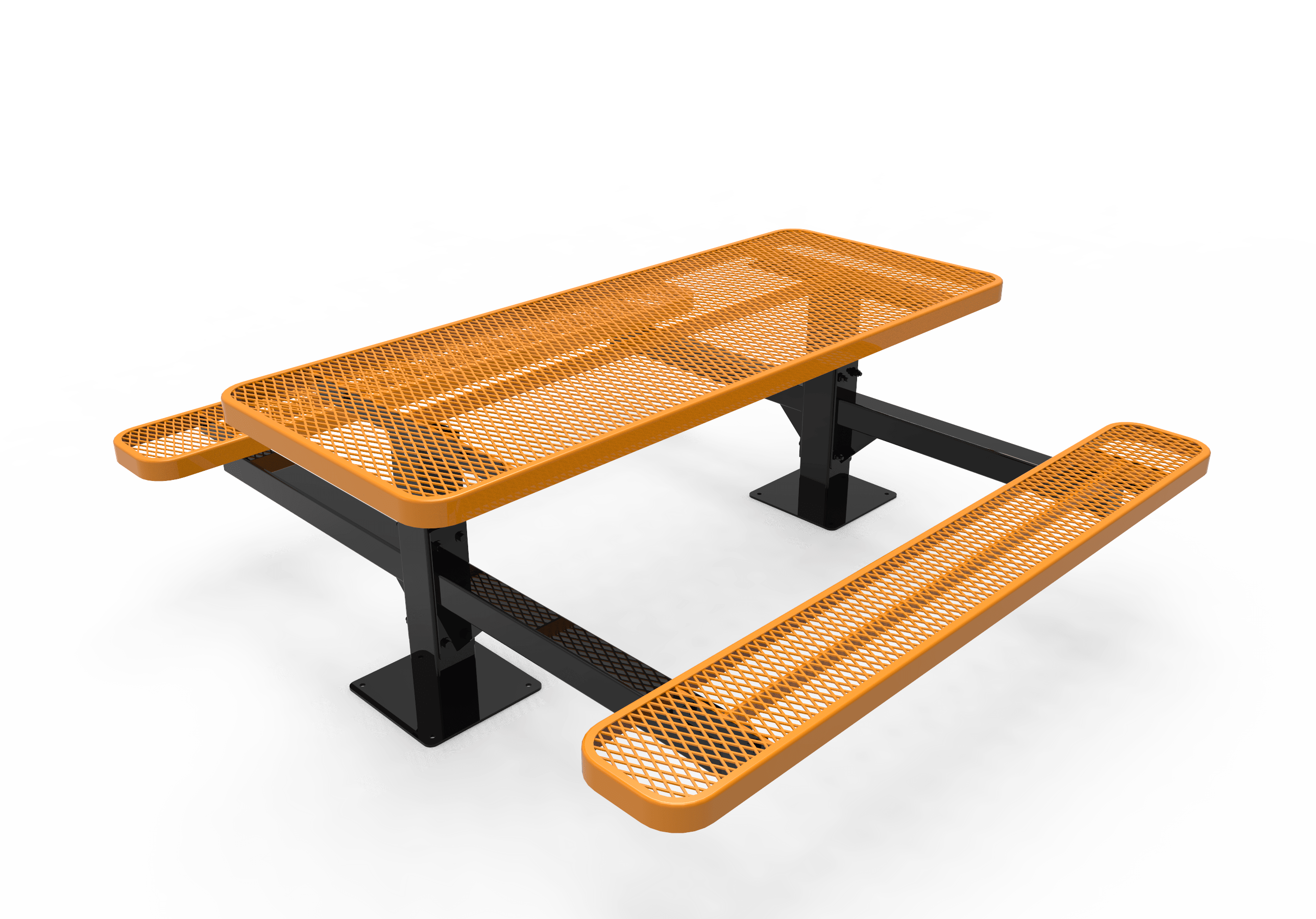 6 Foot Yellow MyTCoat Double Pedestal Picnic Table Surface Mount Studio Image