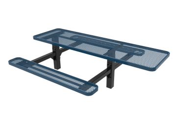 8 Foot Blue MyTCoat Double Pedestal Picnic Table ADA Accessible 1 side Inground Mount Studio Image