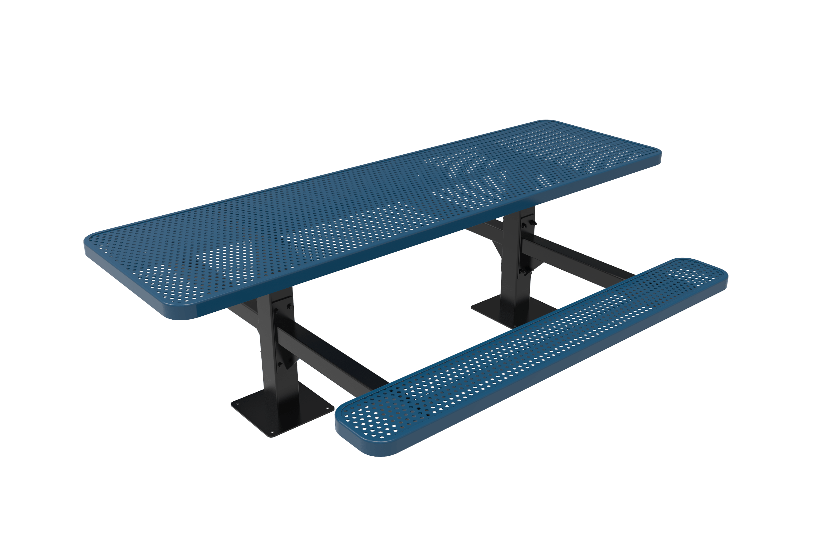 8 Foot Blue MyTCoat Double Pedestal Picnic Table ADA Accessible 2 sides Surface Mount Studio Image