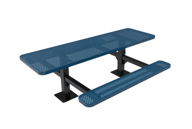 8 Foot Blue MyTCoat Double Pedestal Picnic Table ADA Accessible 2 sides Surface Mount Studio Image