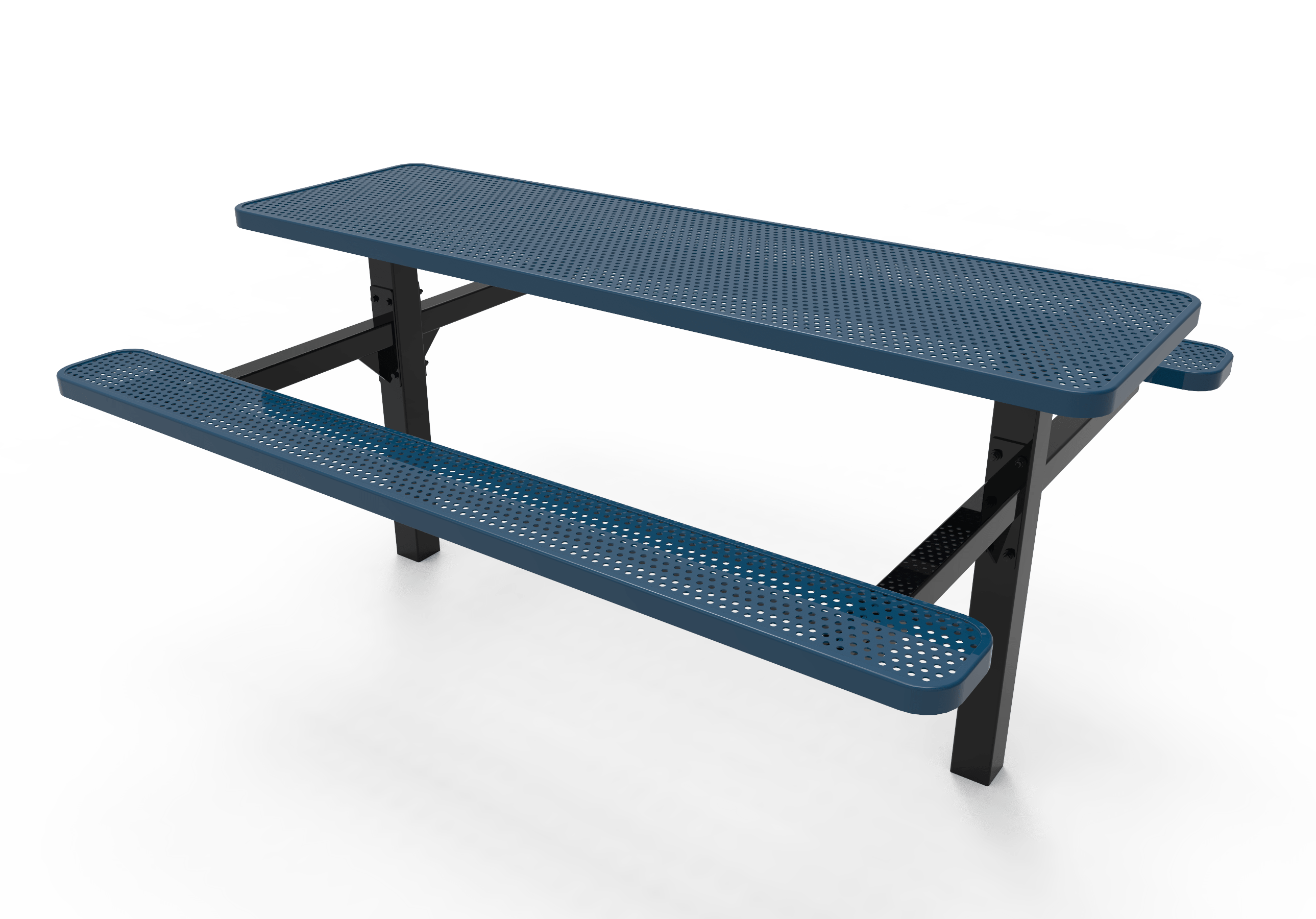 8 Foot Blue MyTCoat Double Pedestal Picnic Table Inground Mount Studio Image
