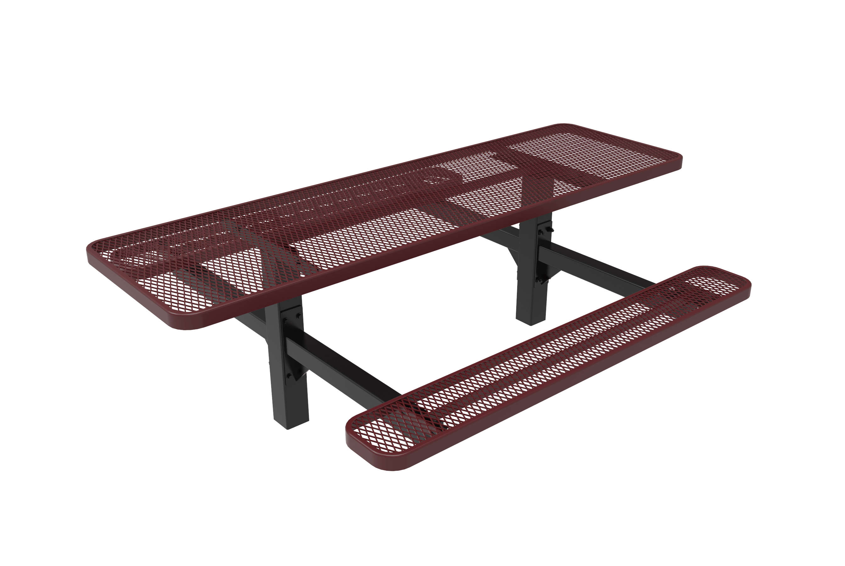 8 Foot Burgundy MyTCoat Double Pedestal Picnic Table ADA Accessible 2 Sides Inground Mount Studio Image