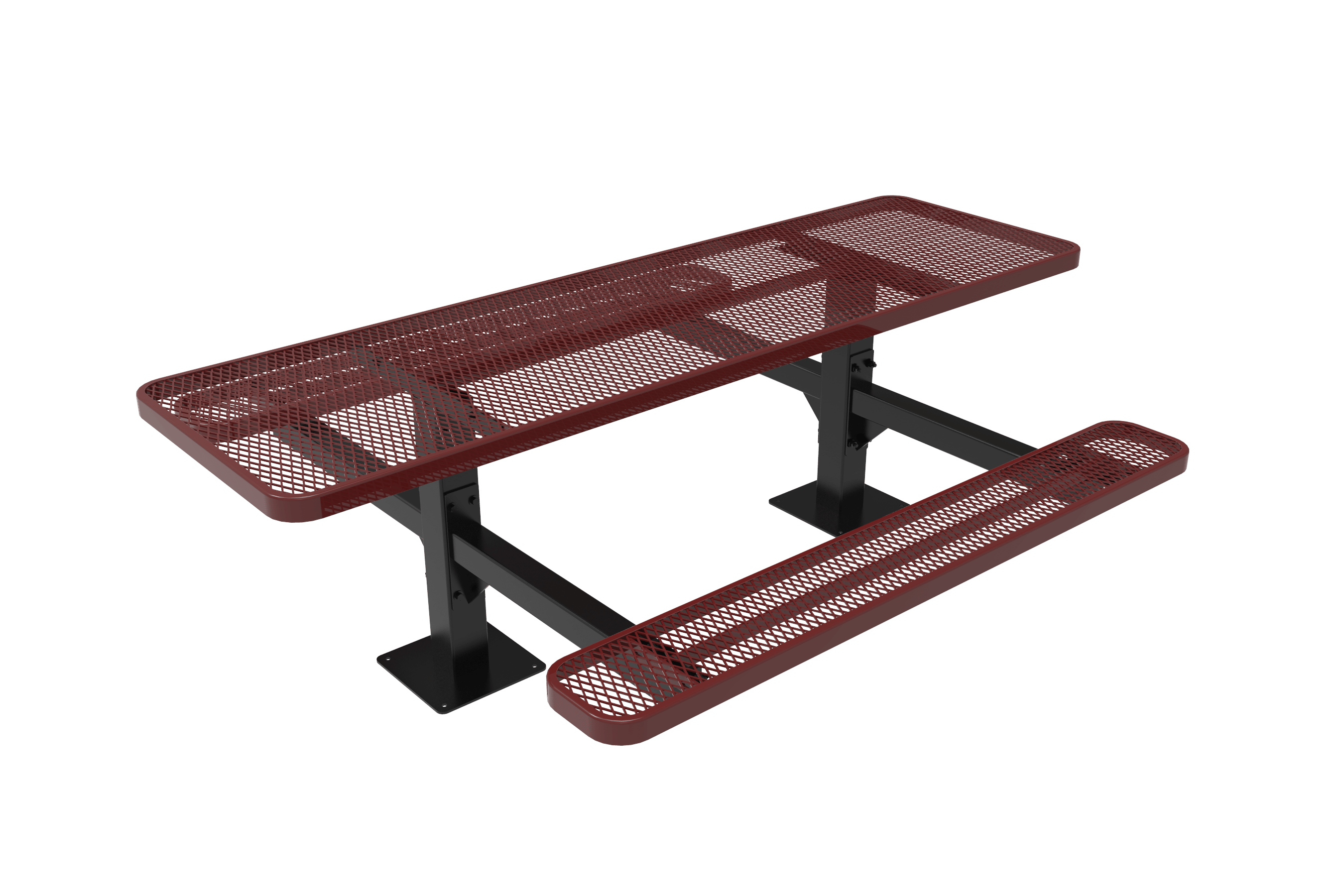 8 Foot Burgundy MyTCoat Double Pedestal Picnic Table ADA Accessible 2 Sides Surface Mount Studio Image