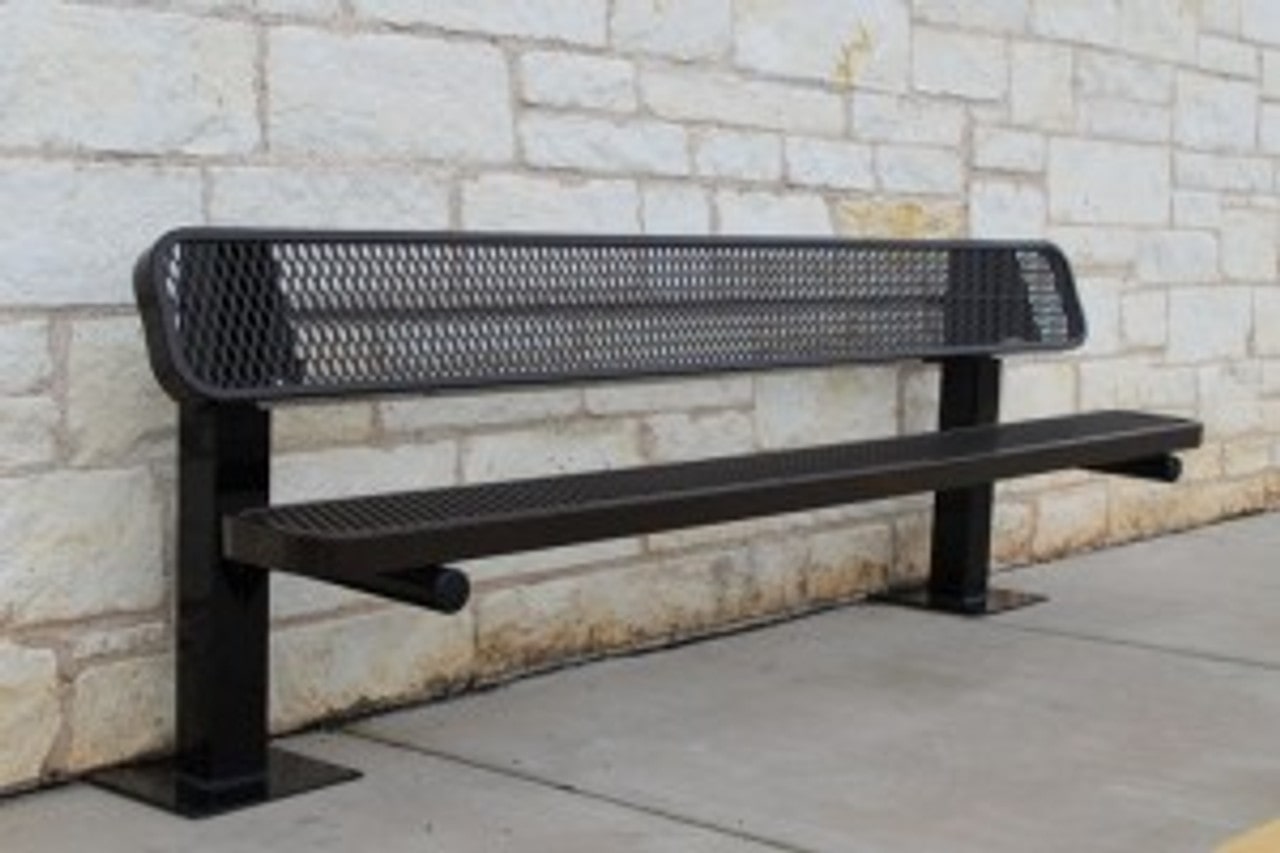 8 Foot MyTCoat Pedestal Bench Surface Mount Lifestyle Image