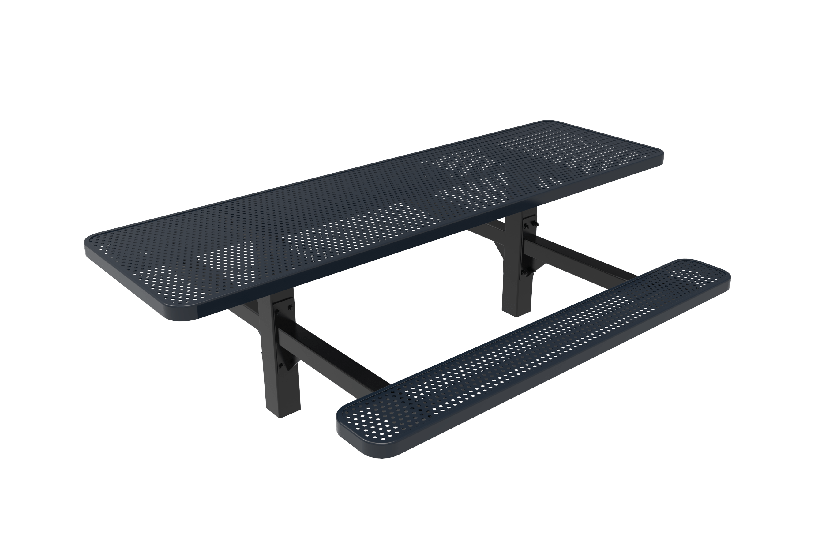 8 Foot Navy MyTCoat Double Pedestal Picnic Table ADA Accessible 2 sides Inground Mount Studio Image