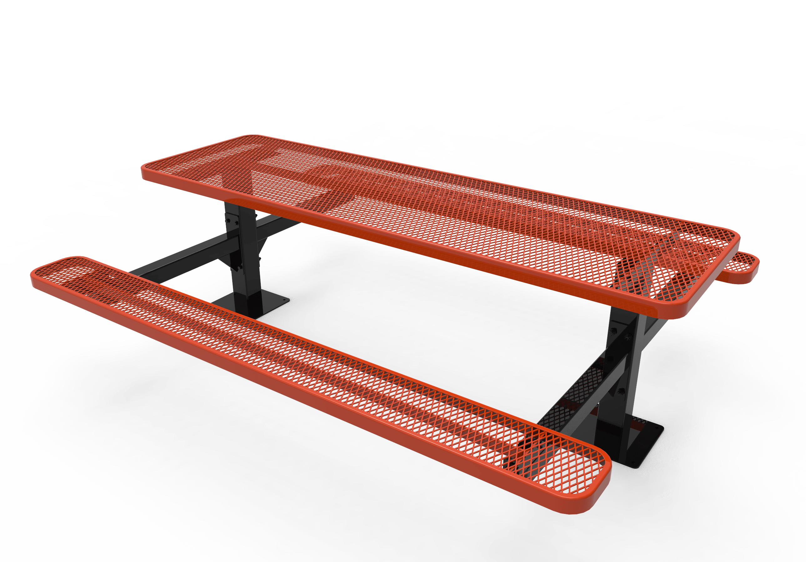 8 Foot Red MyTCoat Double Pedestal Picnic Table Surface Mount Studio Image