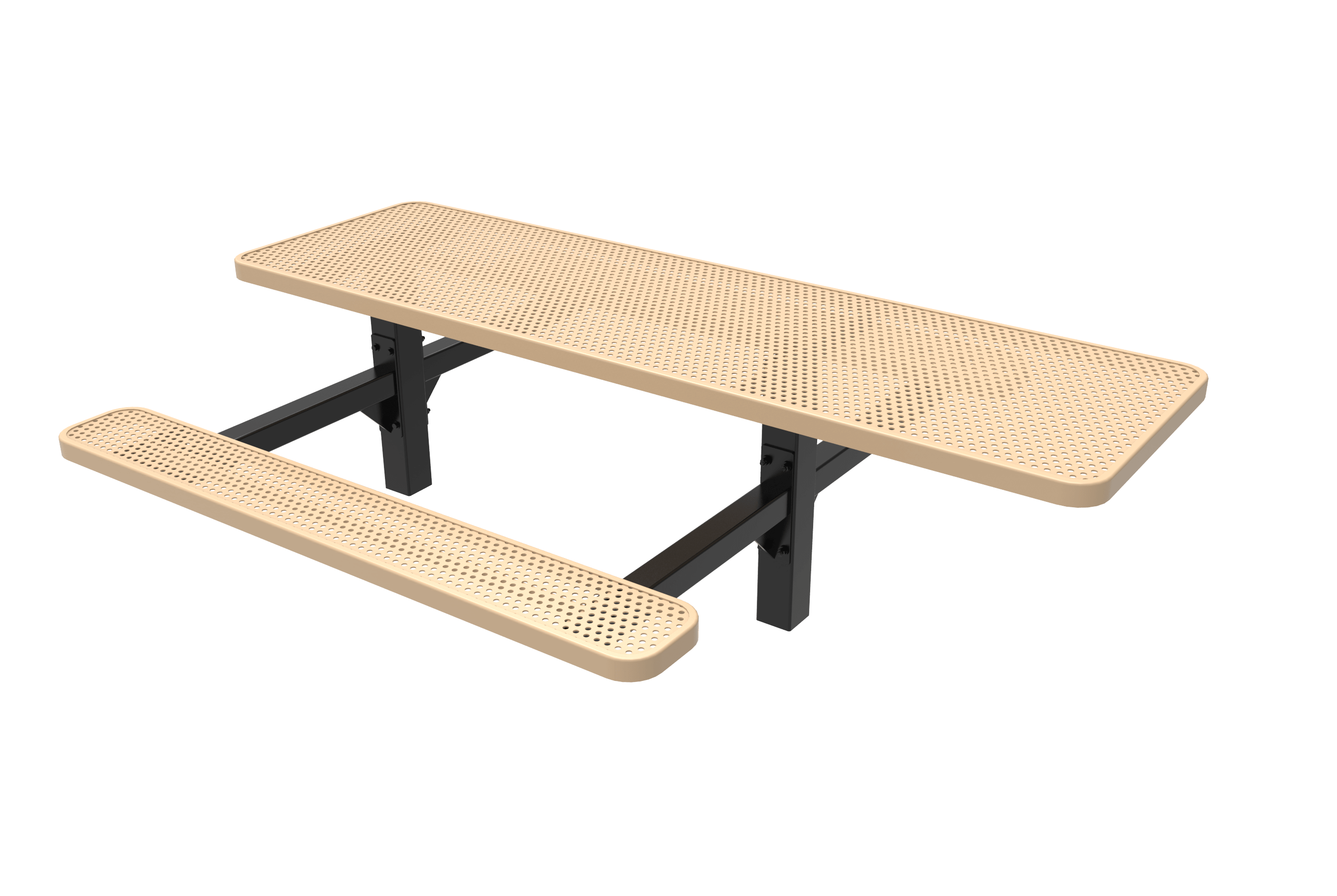 8 Foot Tan MyTCoat Double Pedestal Picnic Table ADA Accessible Inground Mount Studio Image