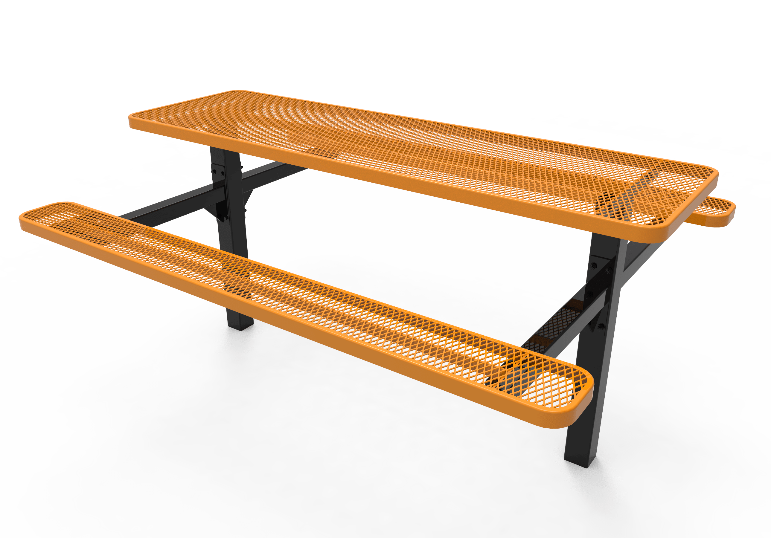 8 Foot Yellow MyTCoat Double Pedestal Picnic Table Inground Mount Studio Image
