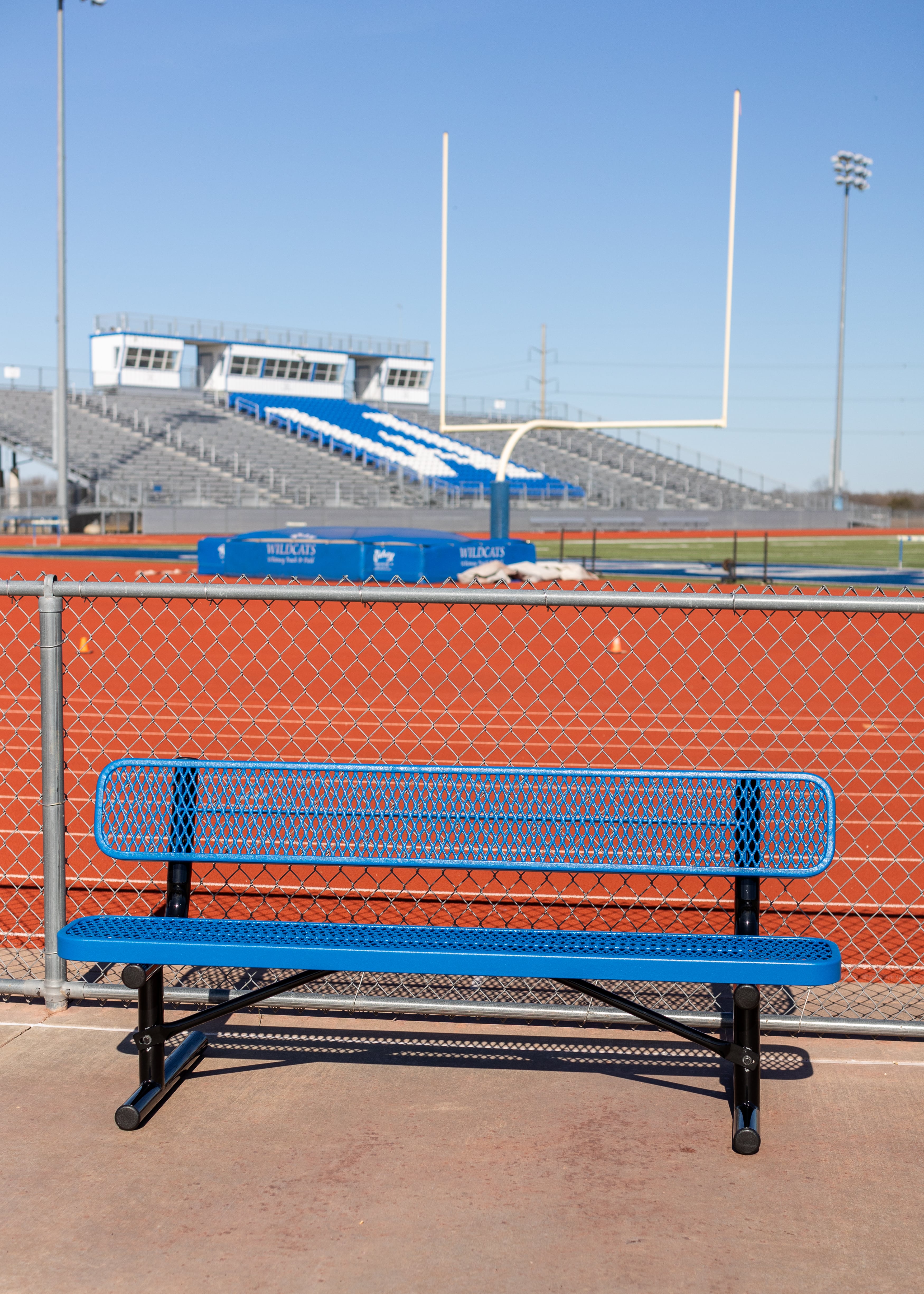 MyTCoat Sports Bench with Backrest at Track and Football Field Lifestyle Photo