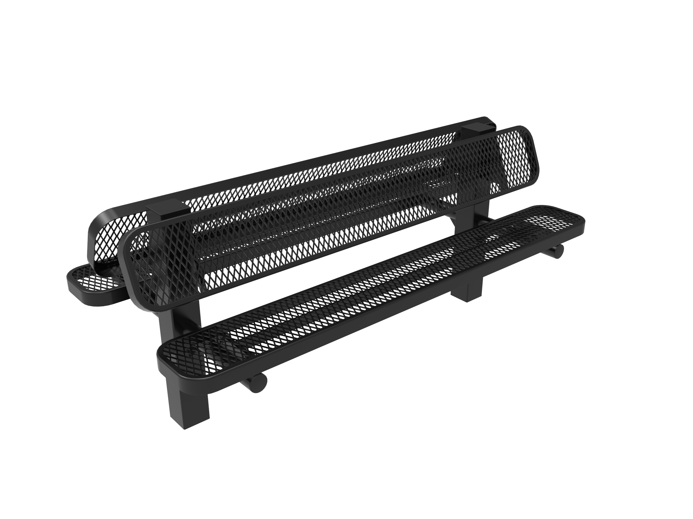 Black 6 Foot MyTCoat Double Pedestal Bench Inground Mount Studio Image