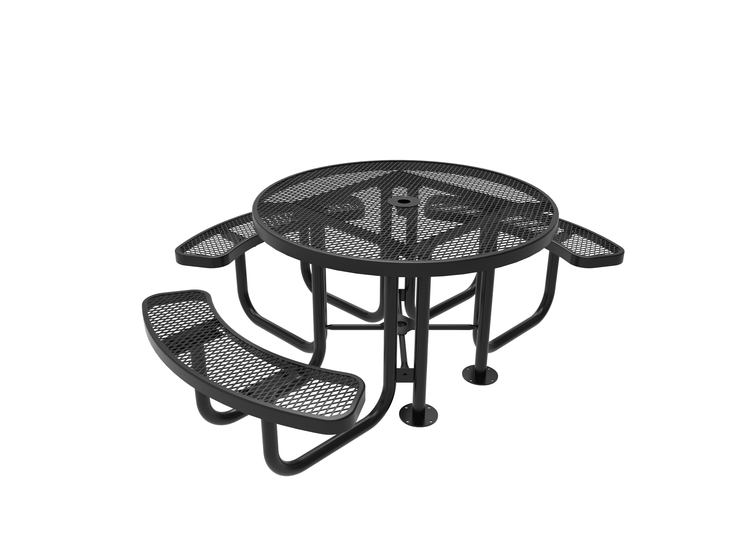 Black MyTCoat 3 Seat Accessible Round Portable Picnic Table Studio Image