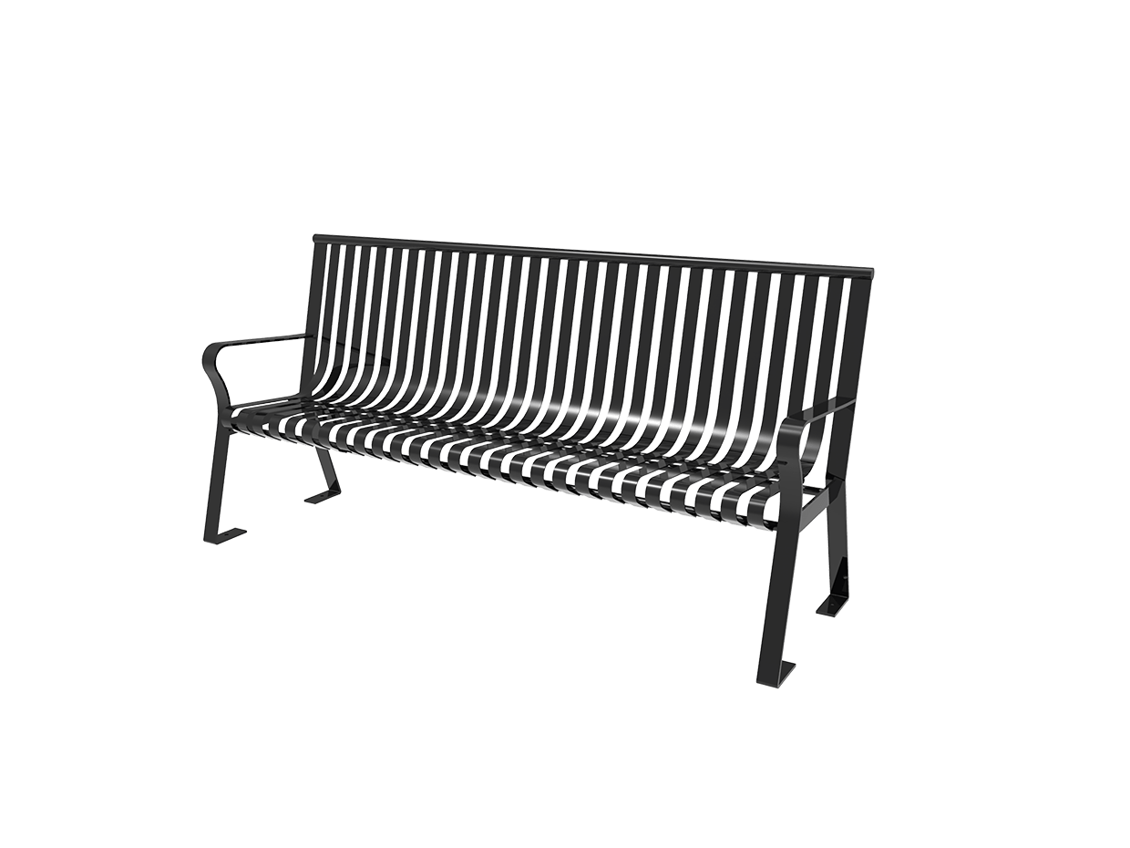 Black MyTCoat Metal Downtown Park Bench with Back Studio Image