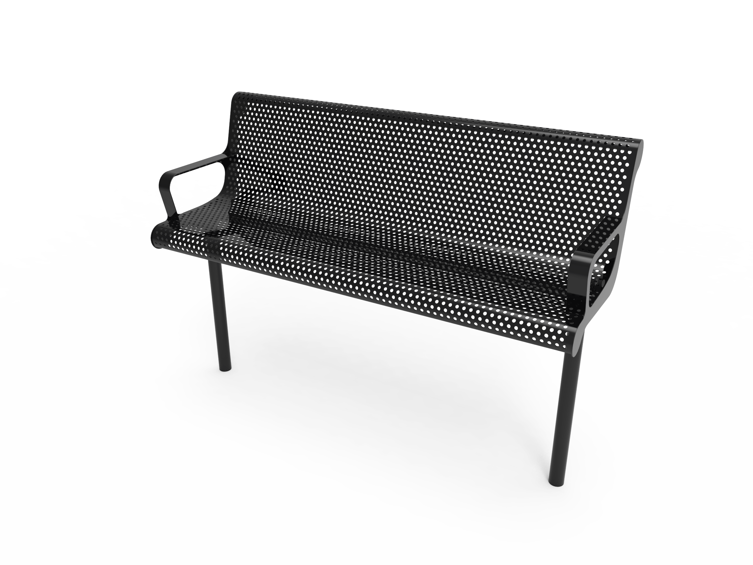 Black MyTCoat Punched Steel Contoured Bench with Inground Mount Studio Image