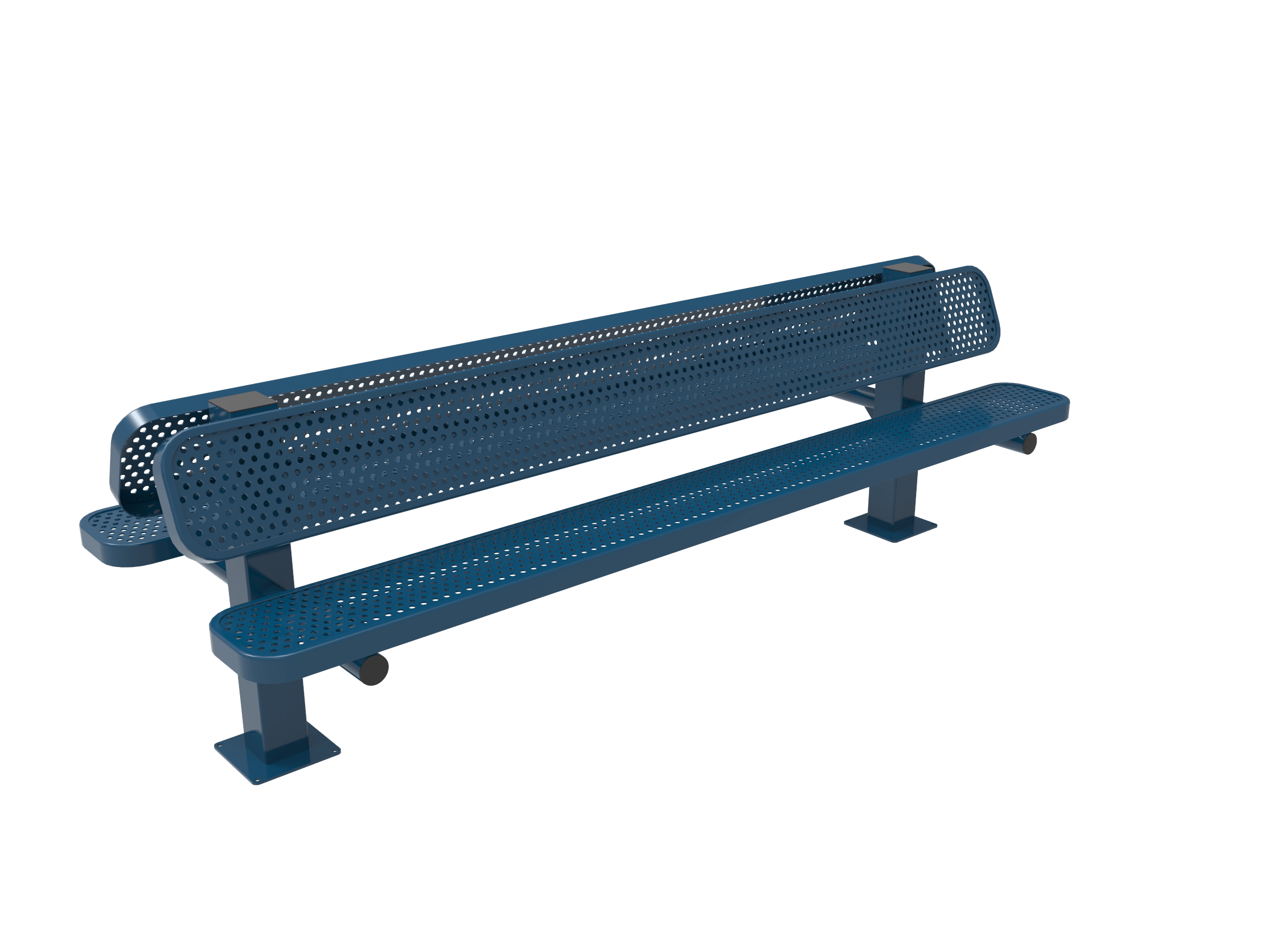 Blue 8 Foot MyTCoat Double Pedestal Bench Surface Mount Studio Image