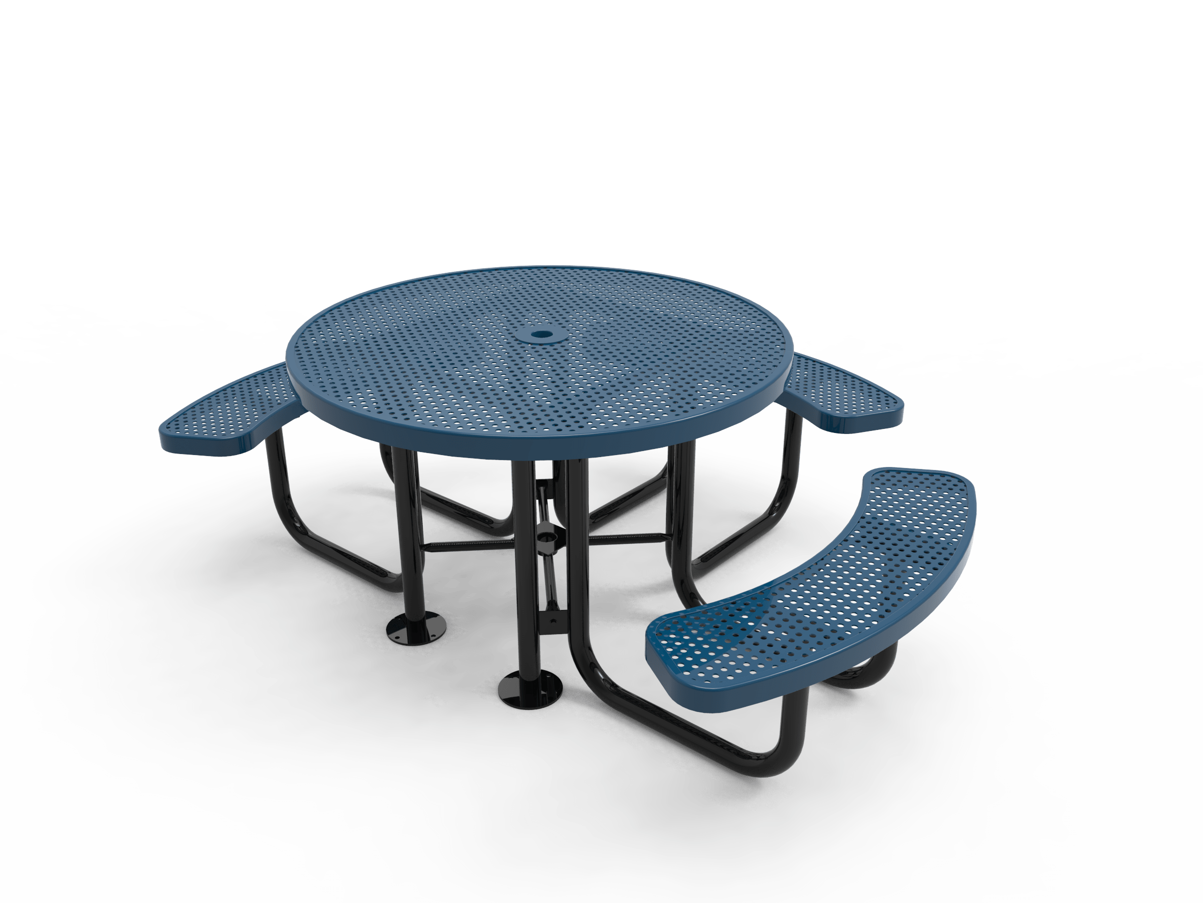 Blue MyTCoat 3 Seat Accessible Round Portable Picnic Table Studio Image