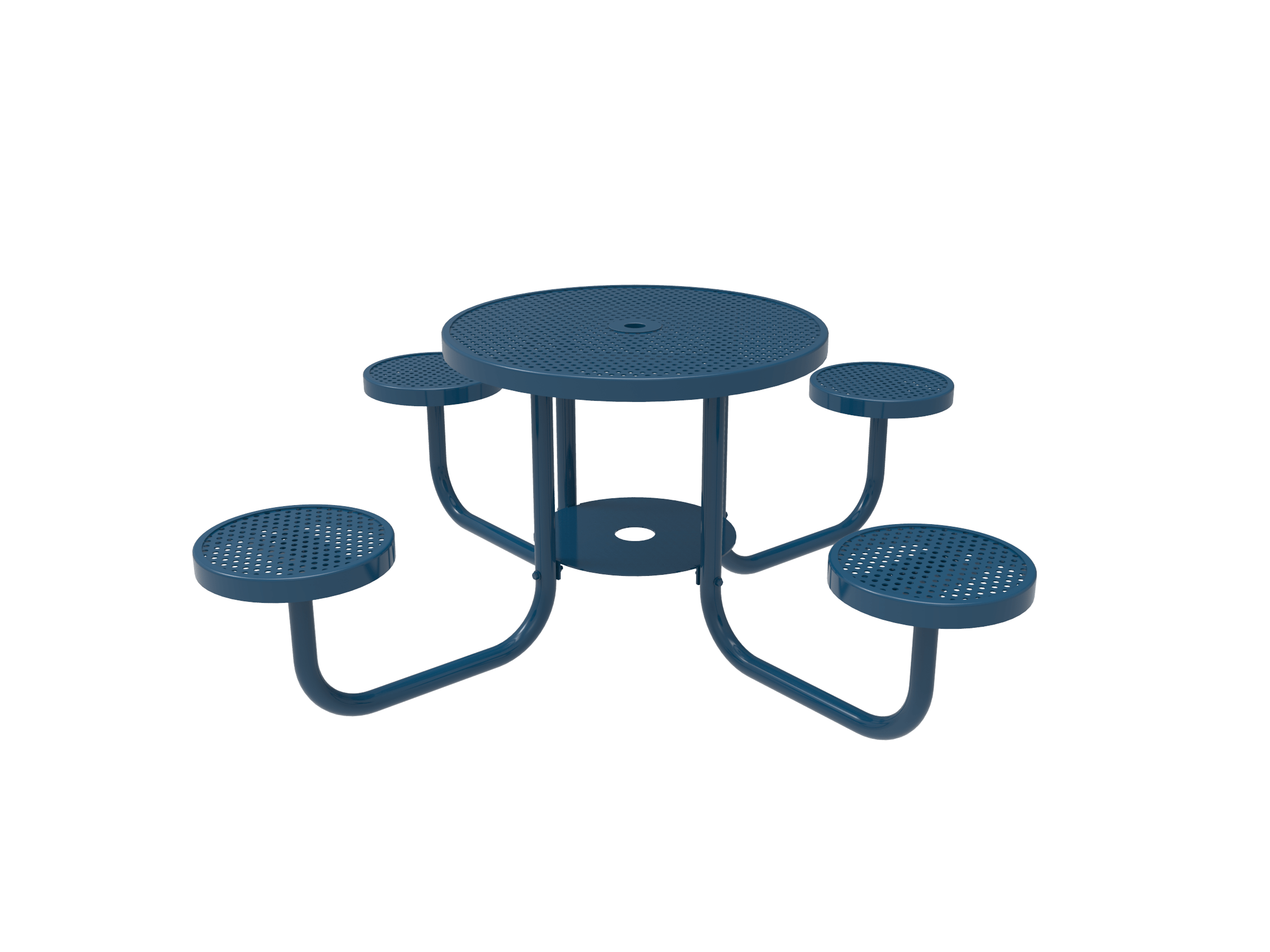 Blue MyTCoat 4-Person Patio Table with Attached Seats punched Steel