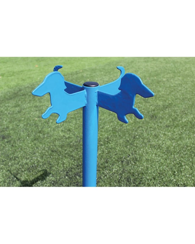 Blue MyTCoat Dog Park Leash Post Lifestyle Image