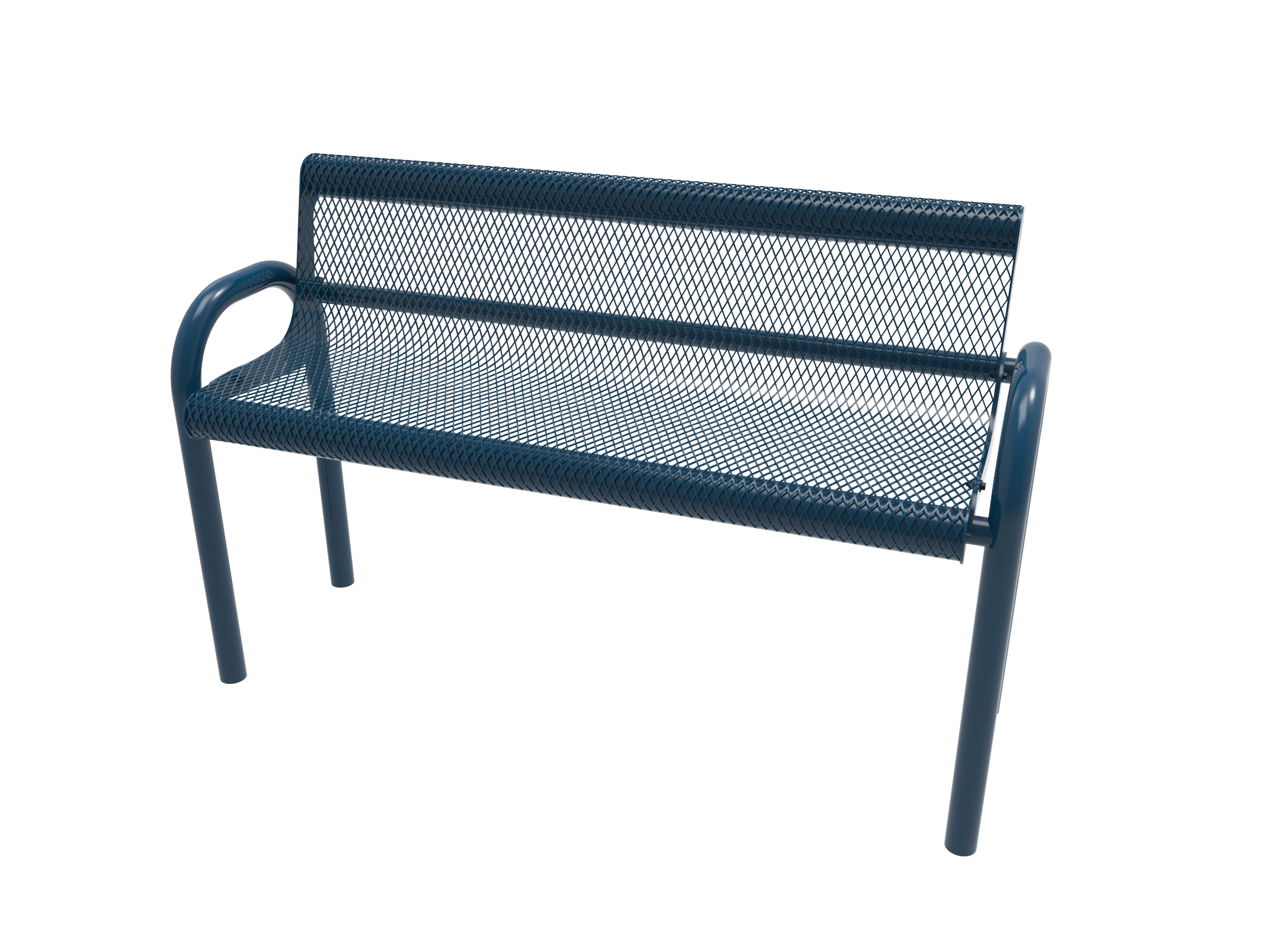 Blue MyTCoat MOD Bench with Backrest Expanded Metal Inground Mount Studio Image