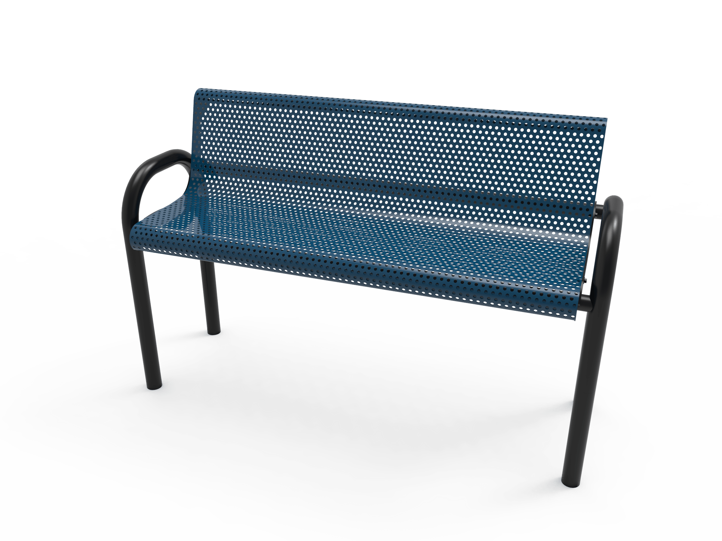 Blue MyTCoat MOD Bench with Backrest Punched Steel Inground Mount Studio Image