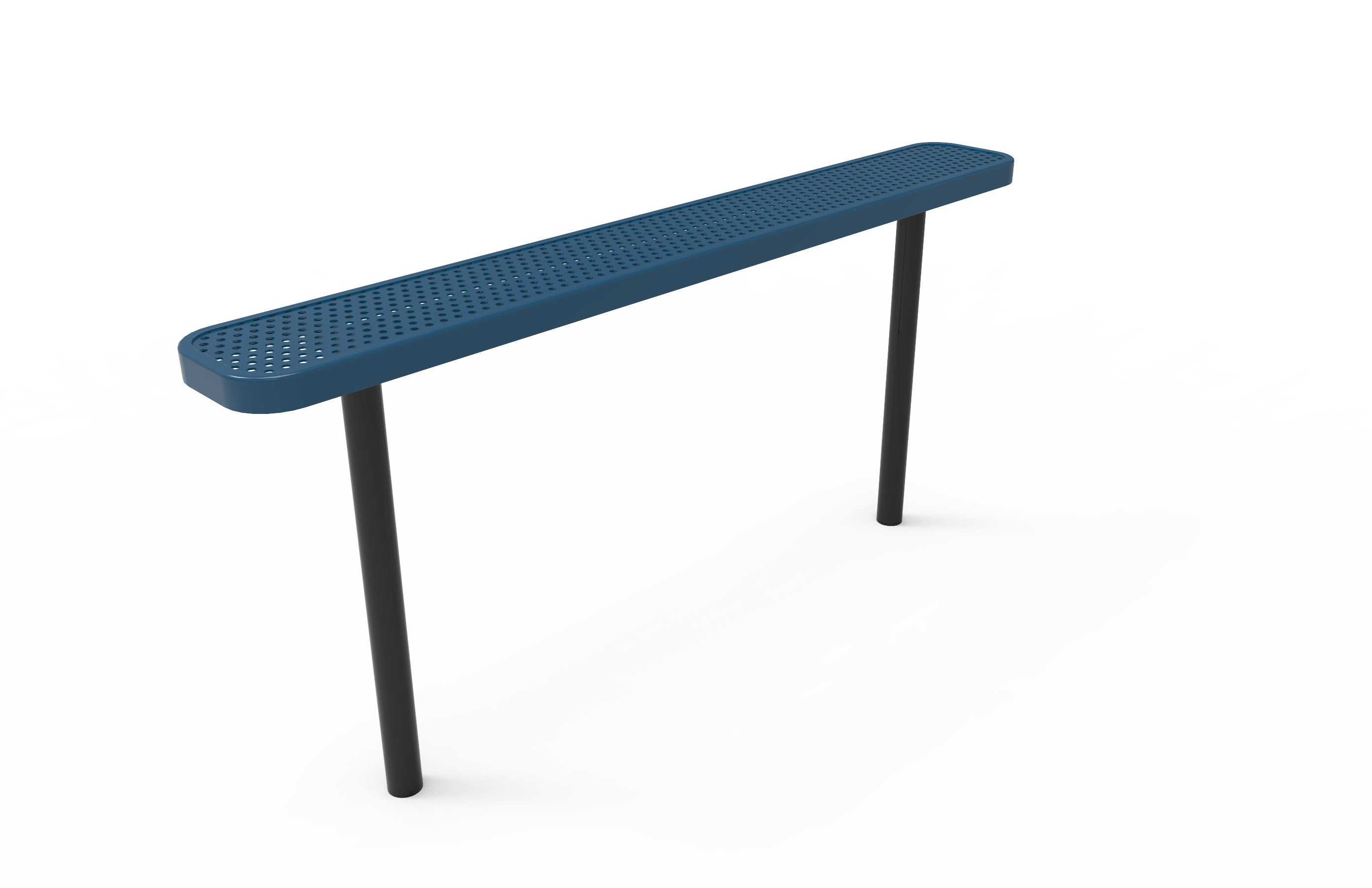 Blue MyTCoat Metal Outdoor Bench Without Backrest Studio Image Inground Mount