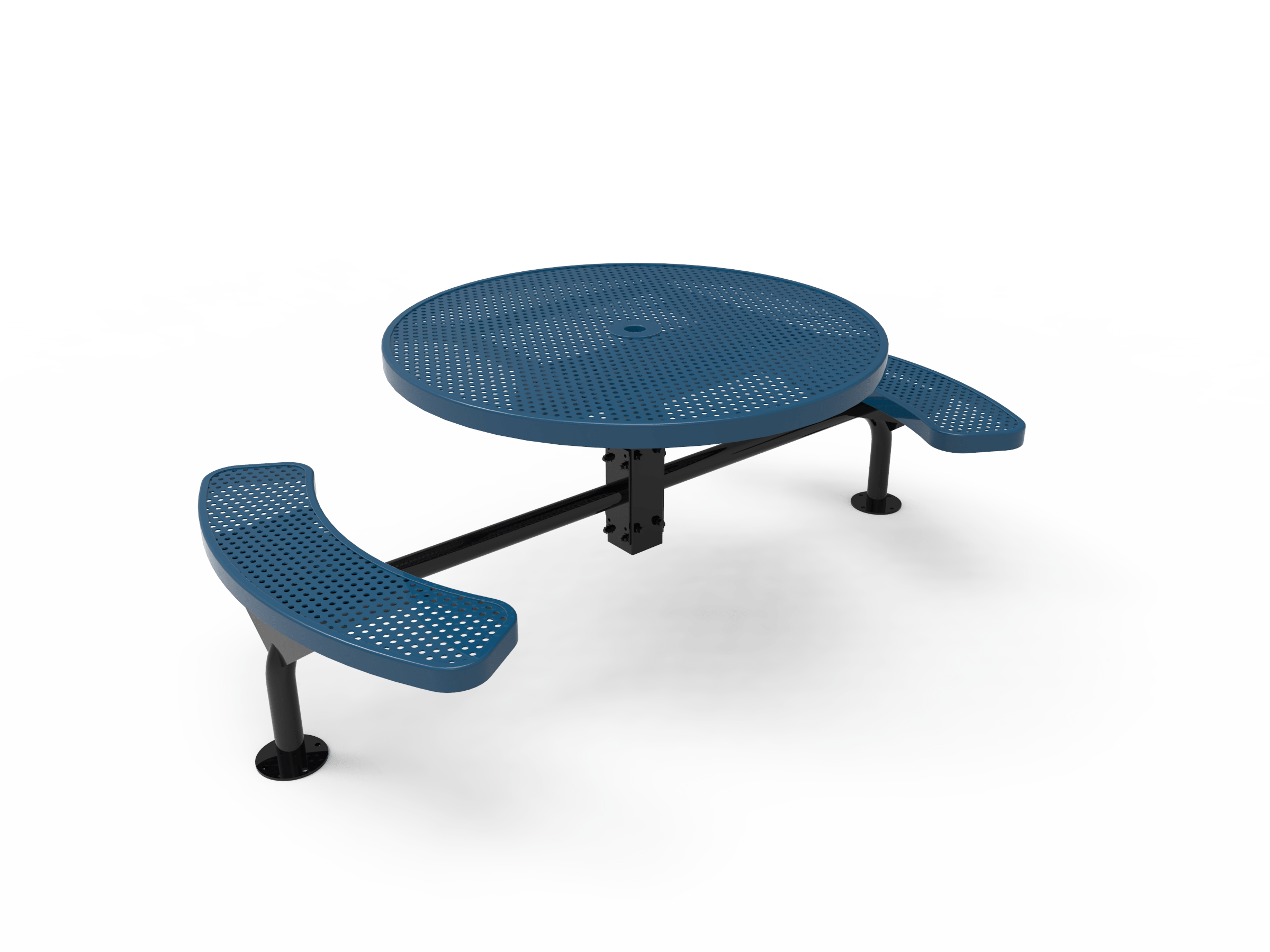 Blue MyTCoat Nexus Round Picnic Table 2 Seat Accessible Surface Mount Studio Image