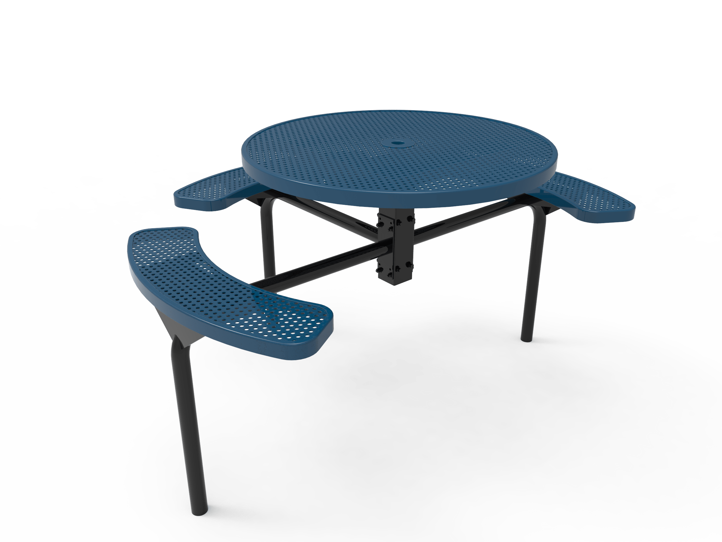 Blue MyTCoat Nexus Round Picnic Table 3 Seat Accessible Inground Mount Studio Image