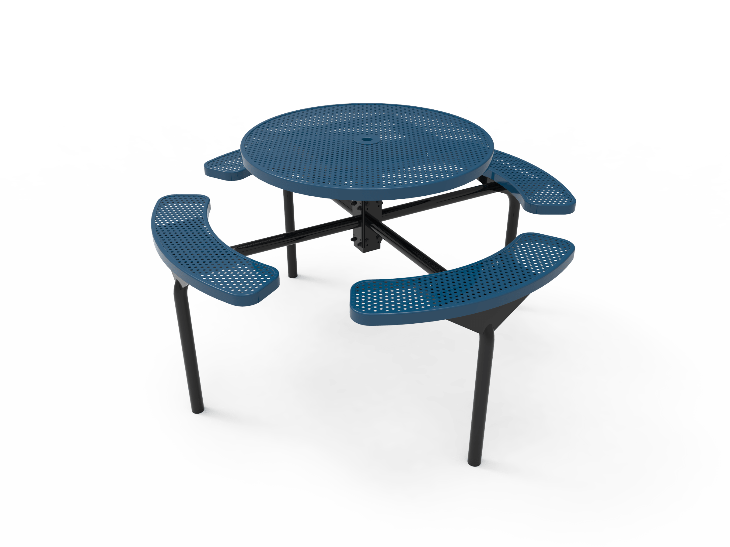 Blue MyTCoat Nexus Round Picnic Table 4 Seat Inground Mount Studio Image