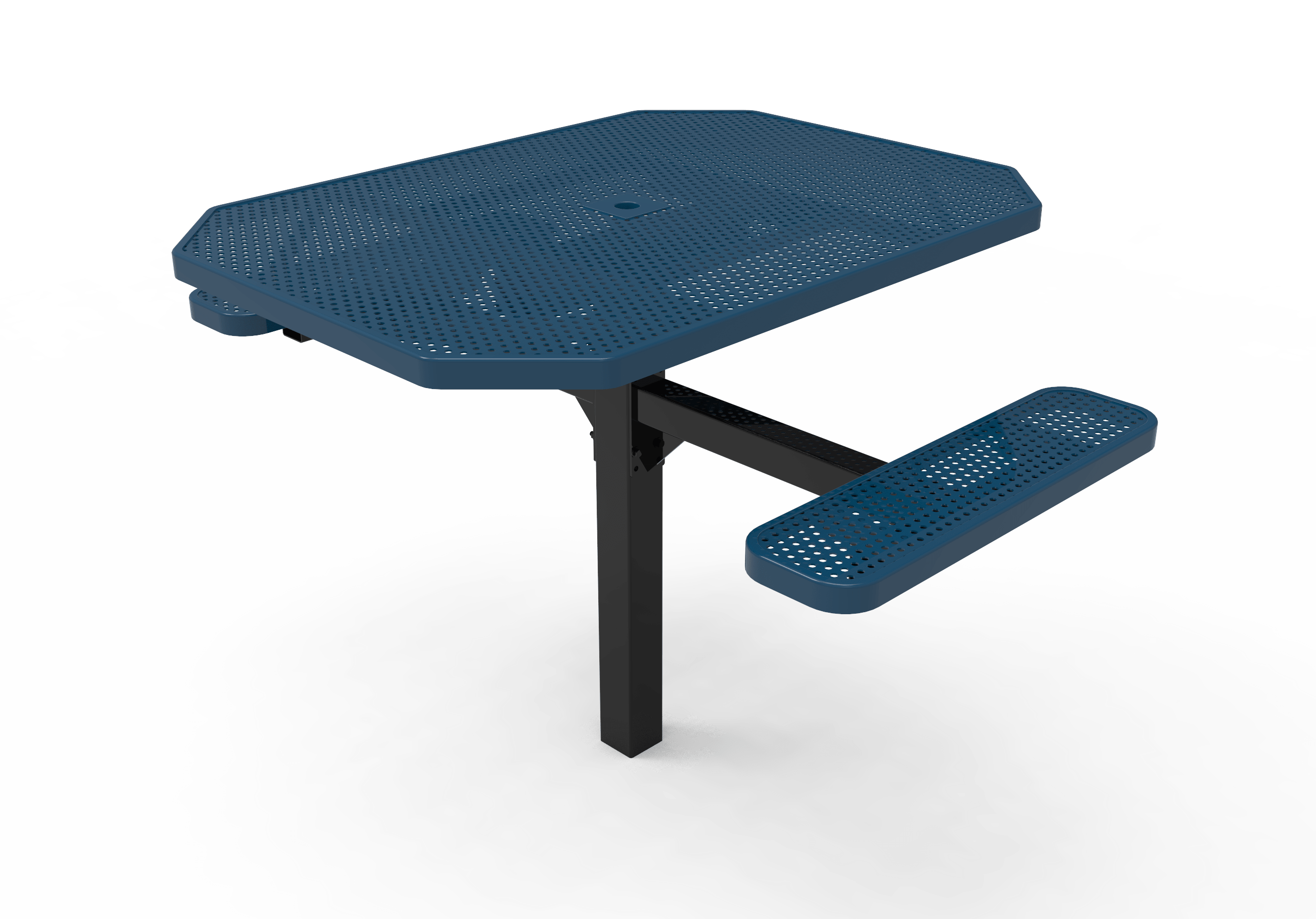 Blue MyTCoat Octagon Pedestal Table 2 Seat Accessible Inground Mount Studio Image