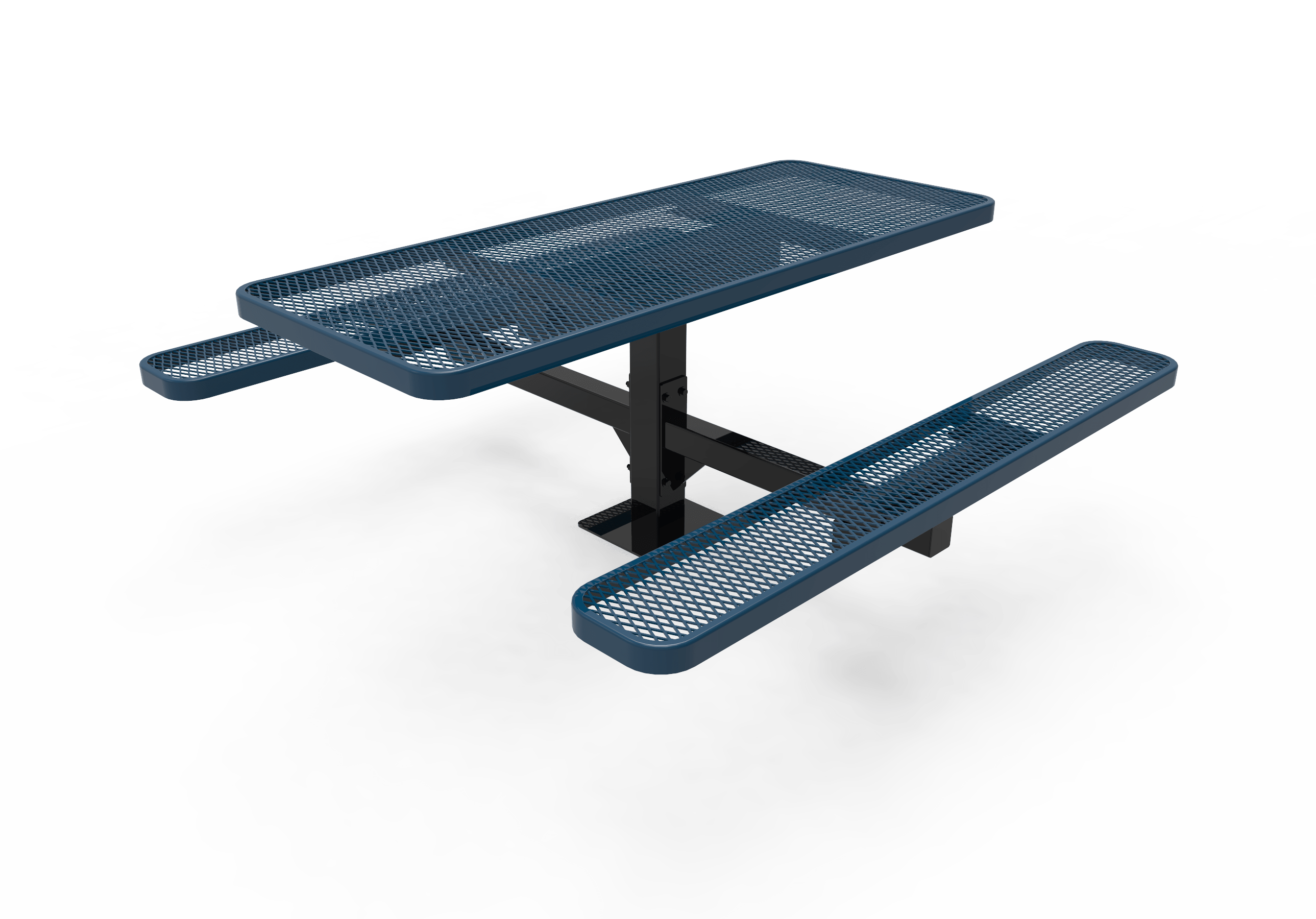 Blue MyTCoat Rectangular Single Pedestal Picnic Table Surface Mount Studio Image