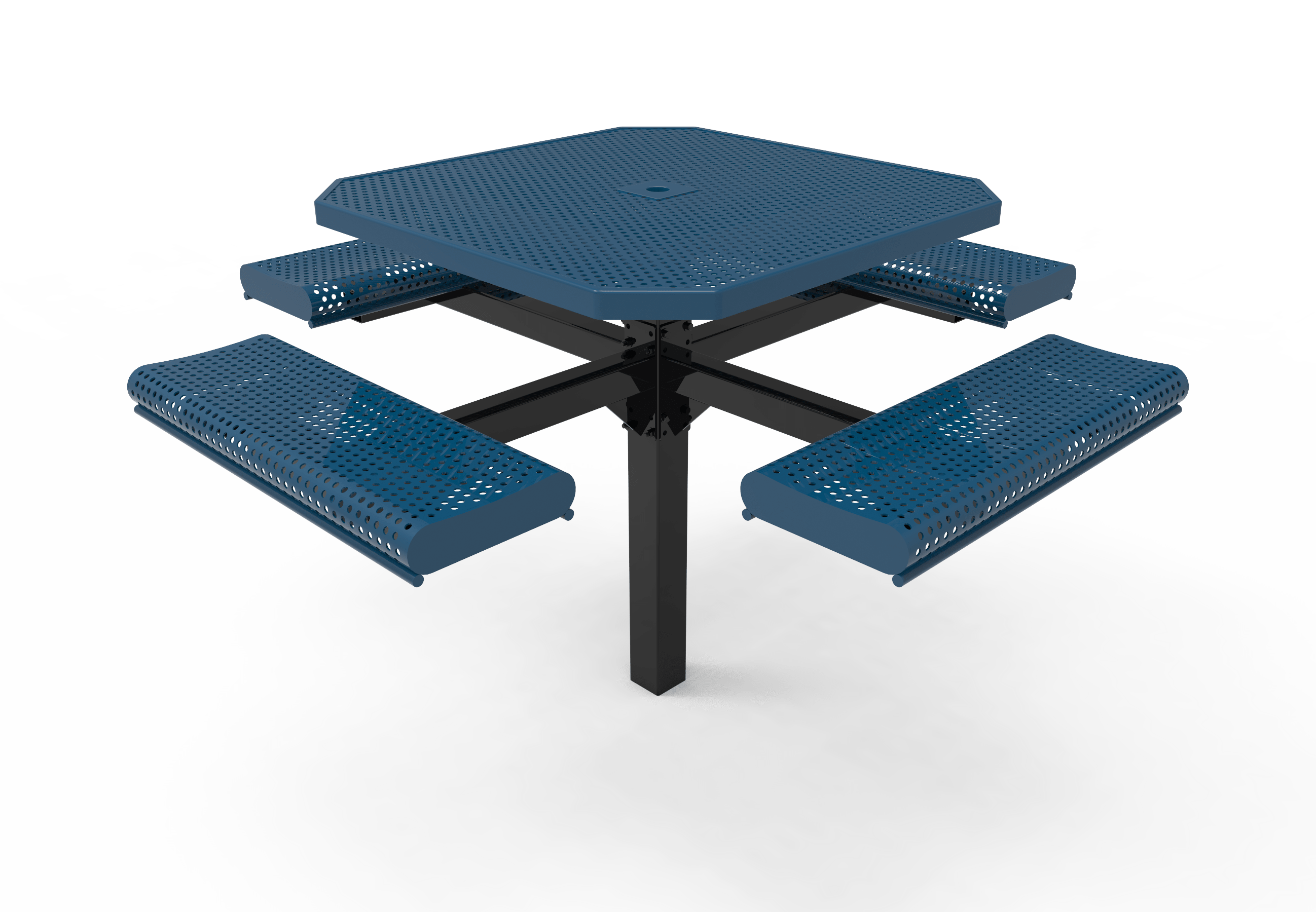 Blue MyTCoat Rolled Octagon Pedestal Picnic Table 4 Seat Studio Image