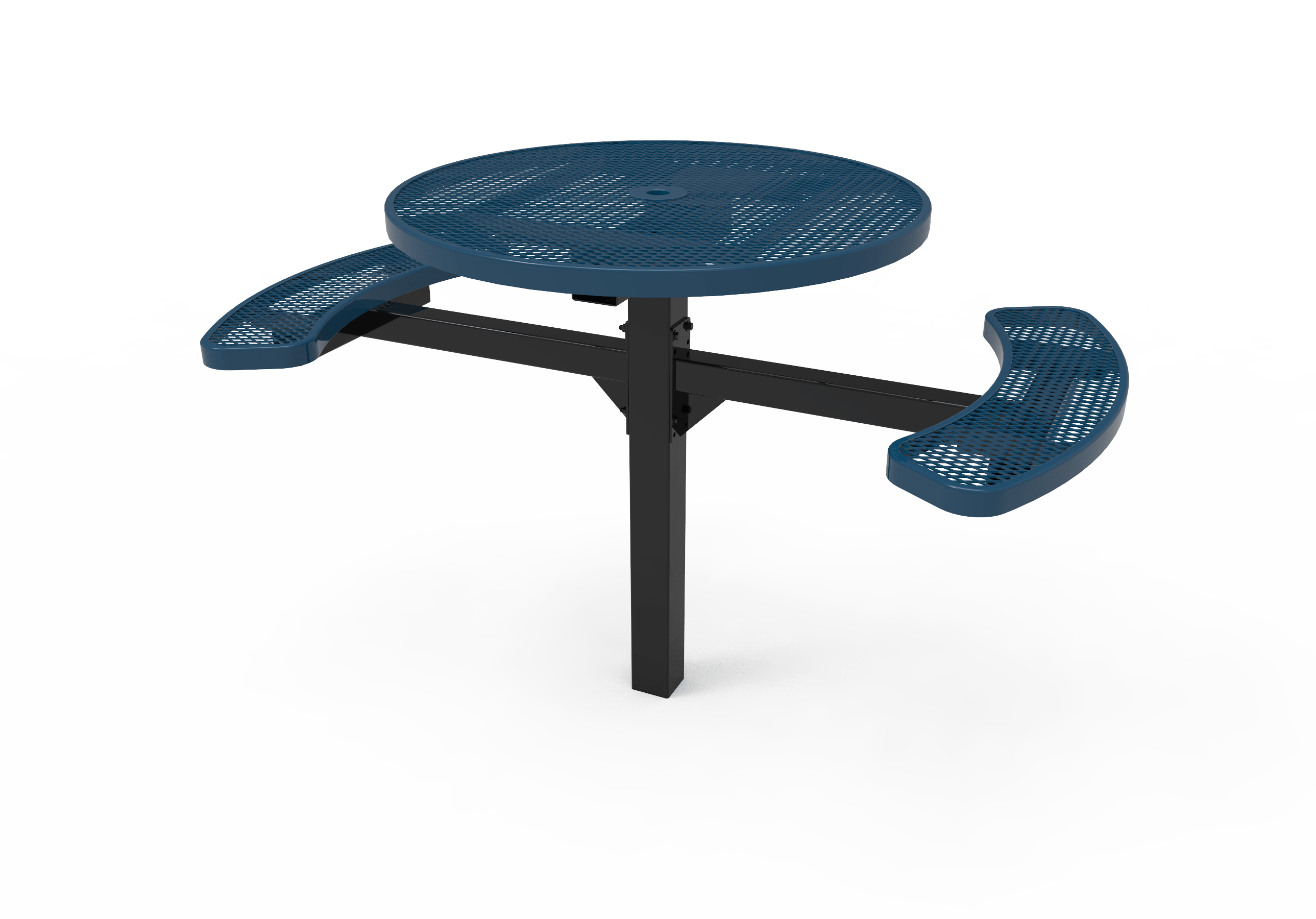 Blue MyTCoat Round Pedestal Picnic Table 2 Seat Accessible Inground Mount Studio Image