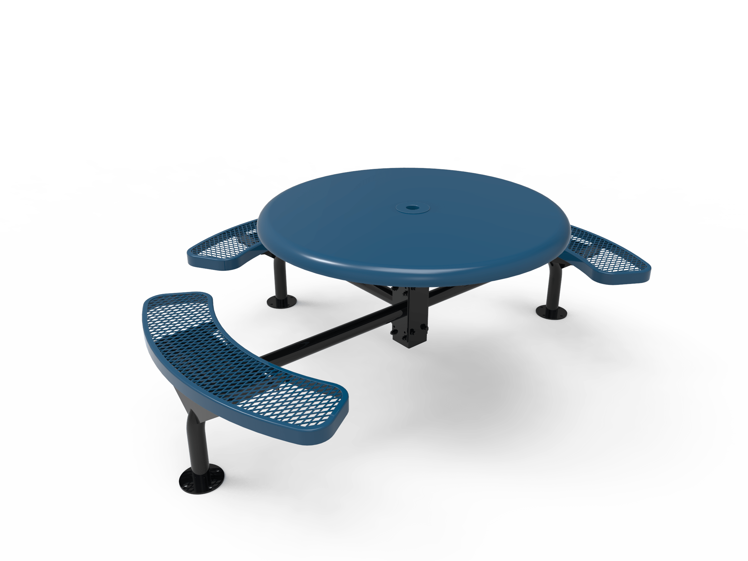 Blue MyTCoat Solid Top Nexus Picnic Table 3 Seat Surface Mount Studio Image