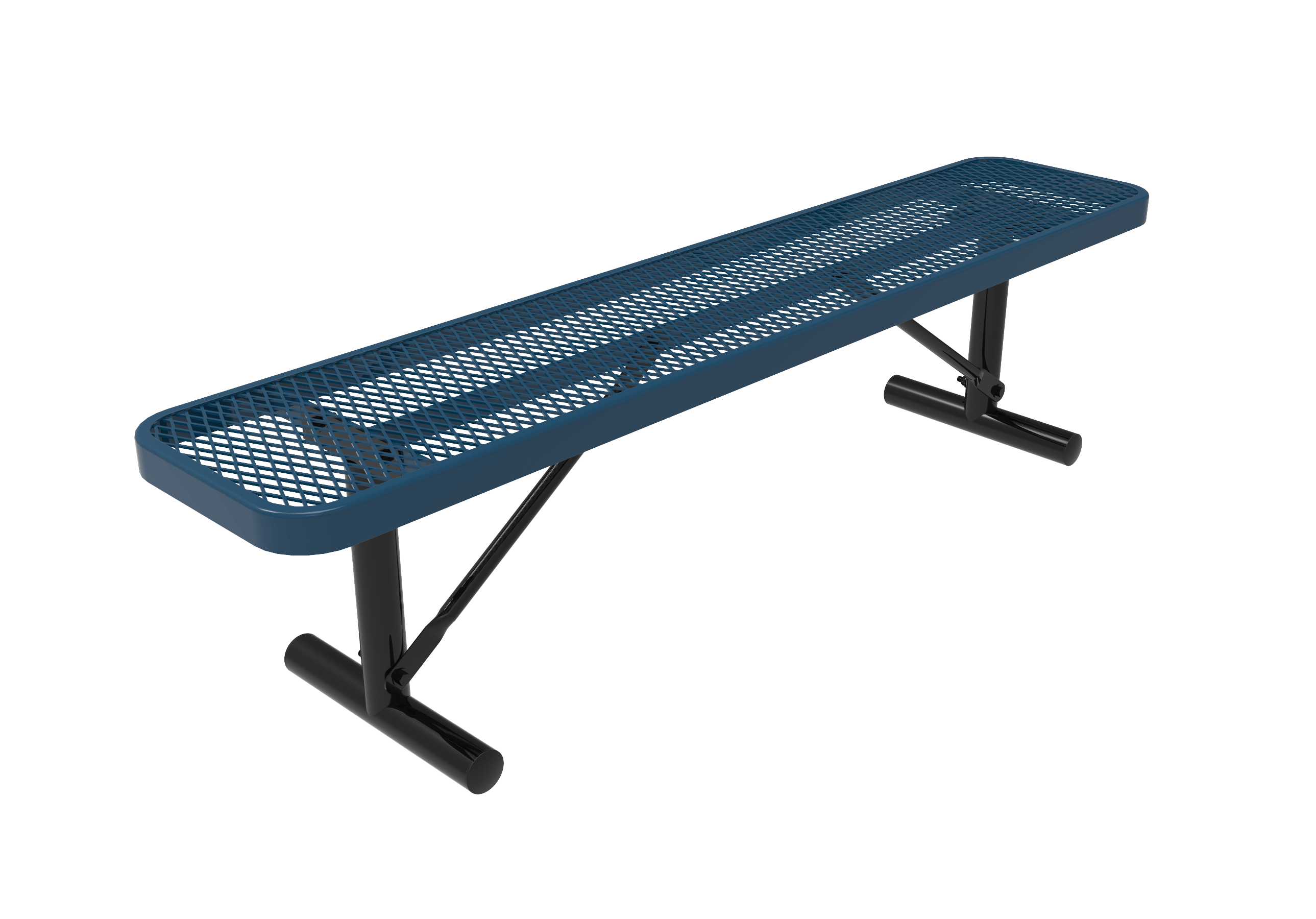 Blue MyTCoat Sports Bench Without Back Expanded Metal Studio Image Portable Mount