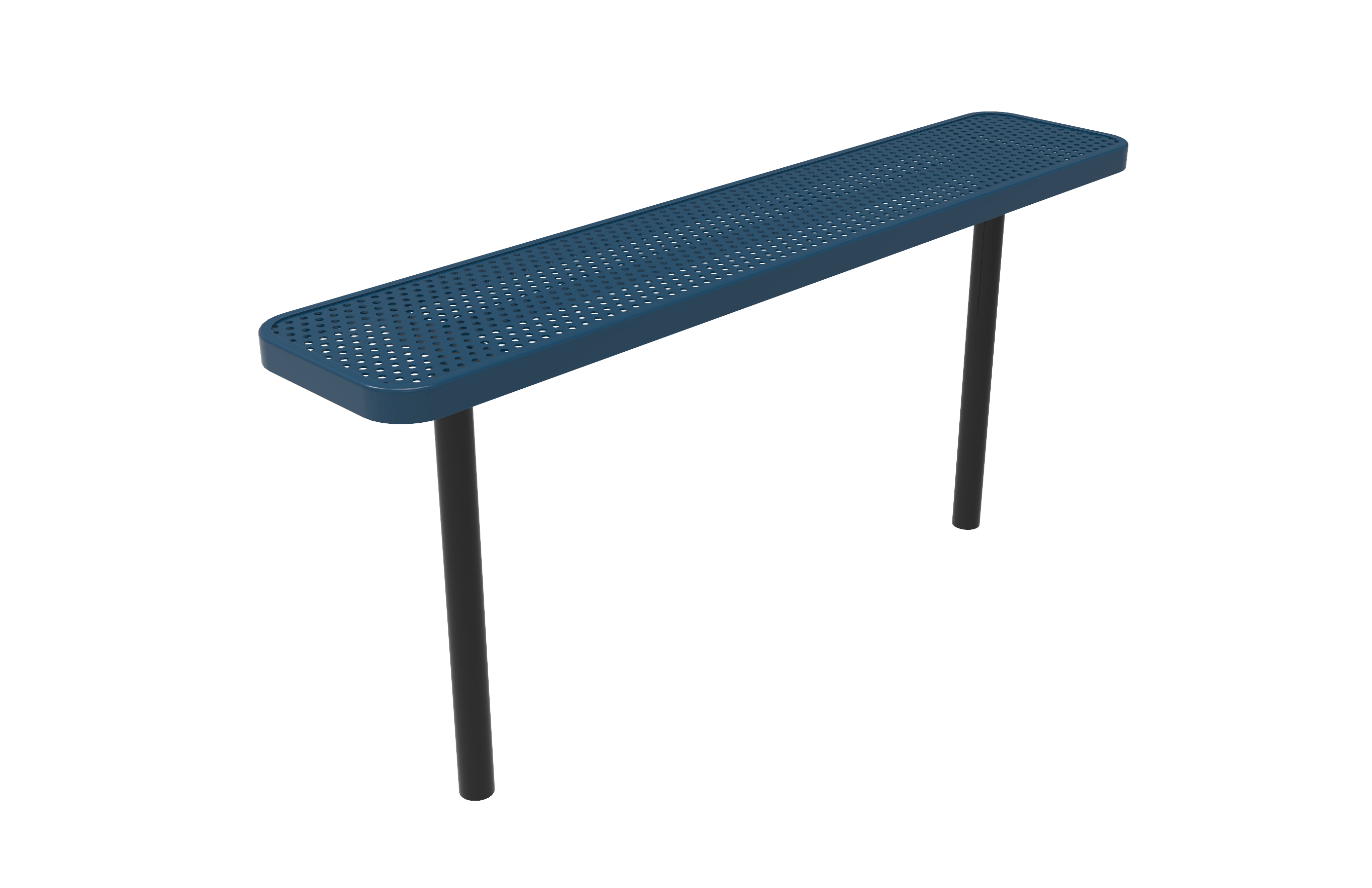 Blue MyTCoat Sports Bench Without Back Punched Steel Studio Image Inground Mount
