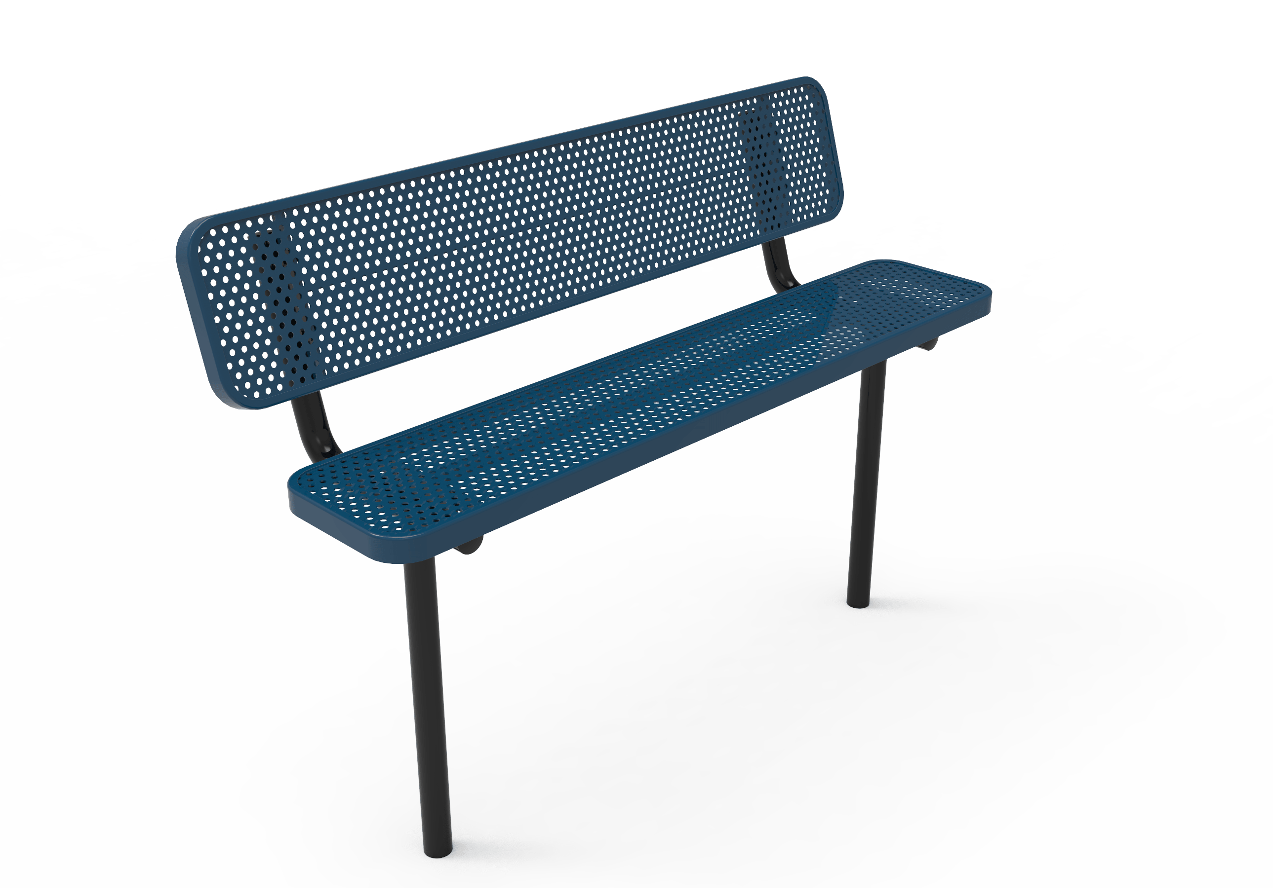 Blue MyTCoat Sports Bench with Backrest Studio Image Inground Mount