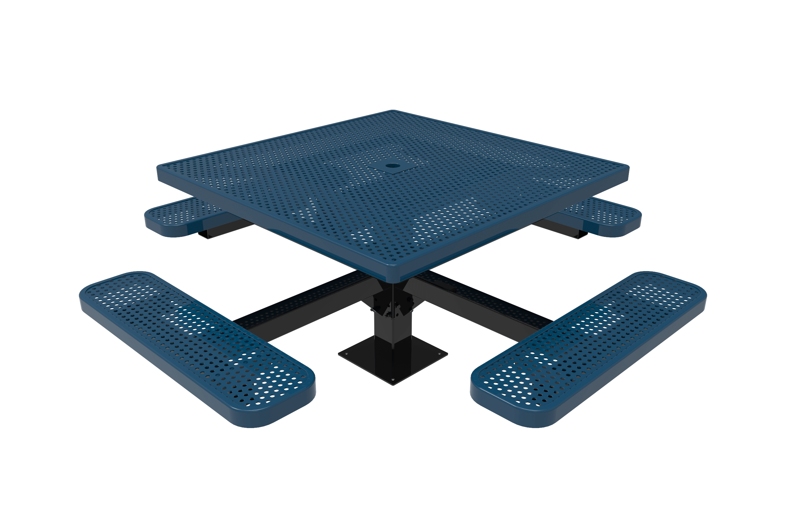 Blue MyTCoat Square Pedestal Picnic Table 4 Seat Surface Mount Studio Image