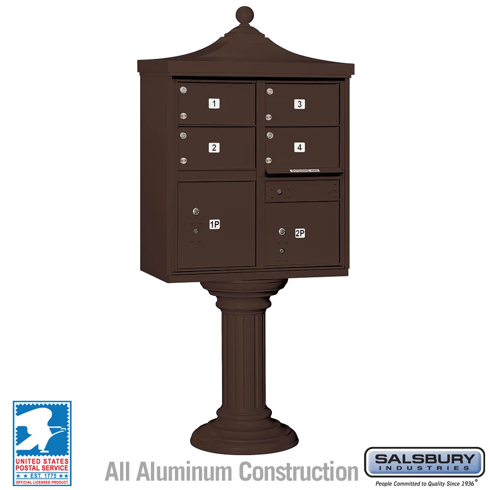Bronze Salsbury USPS Decorative Mailbox Cluster Unit with 4 Door and 2 Parcel Lockers Studio Image