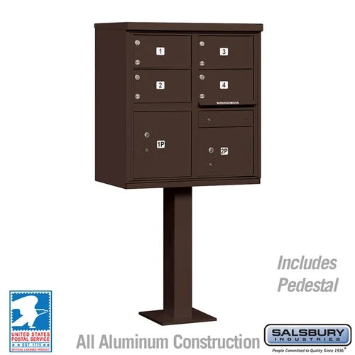 Bronze Salsbury USPS Mailbox Cluster Unit with 4 Door and 2 Parcel Lockers Studio Image