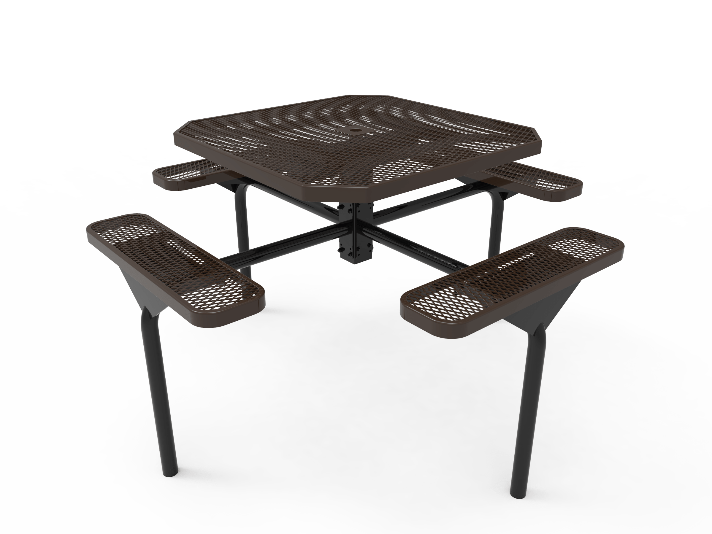 Brown MyTCoat Nexus Octagon Picnic Table 4 Seat Inground Mount Studio Image