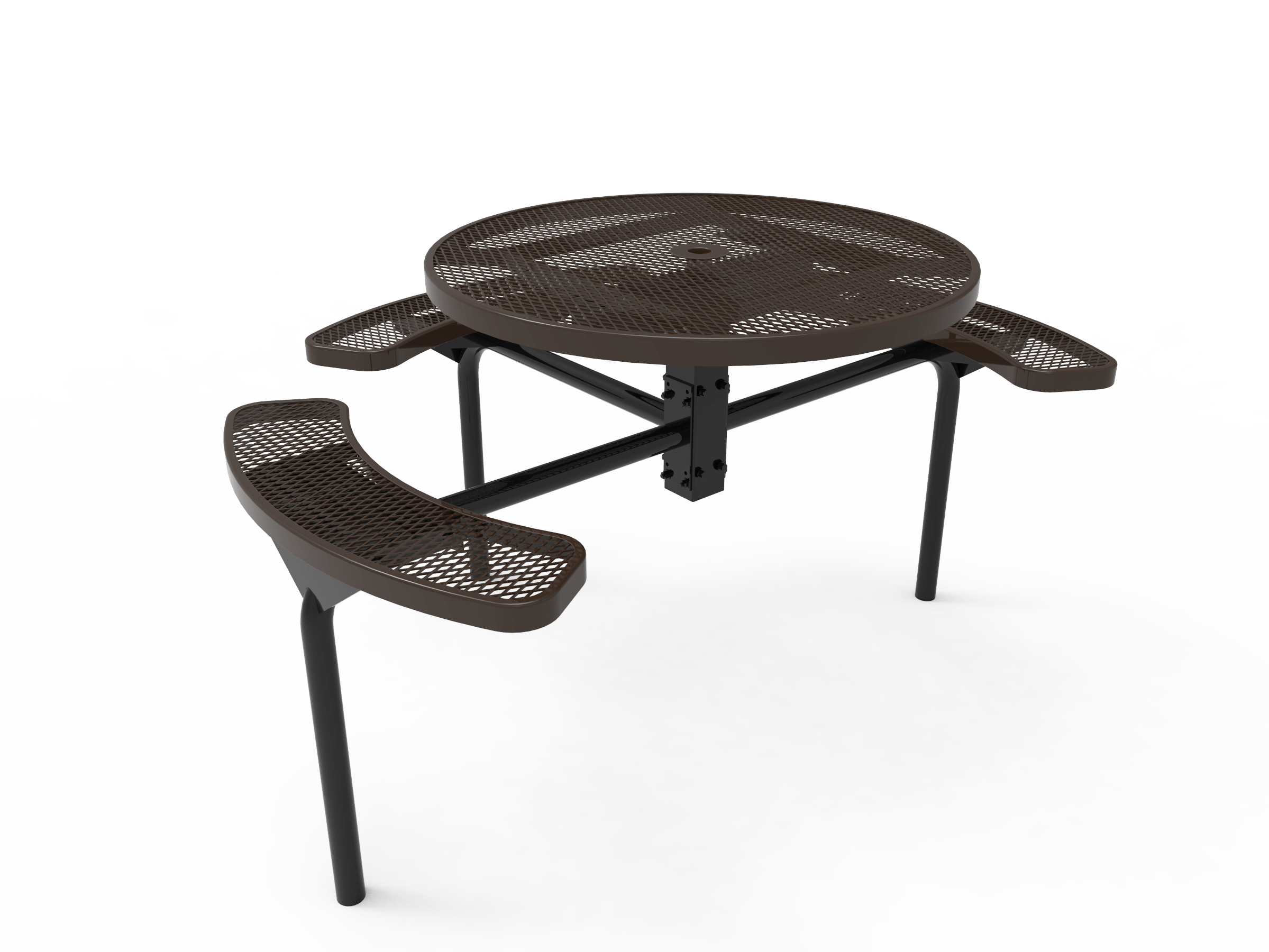 Brown MyTCoat Nexus Round Picnic Table 3 Seat Accessible Inground Mount Studio Image