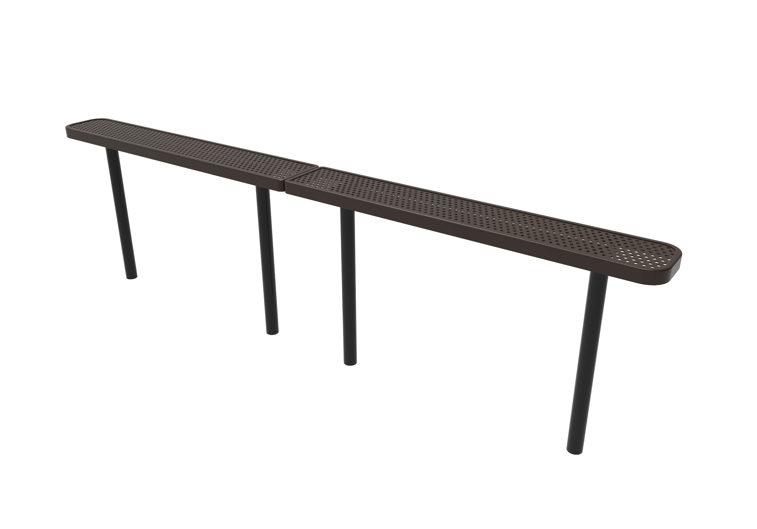 Brown MyTCoat Sports Bench Without Back Punched Steel Studio Image Inground Mount 10 foot