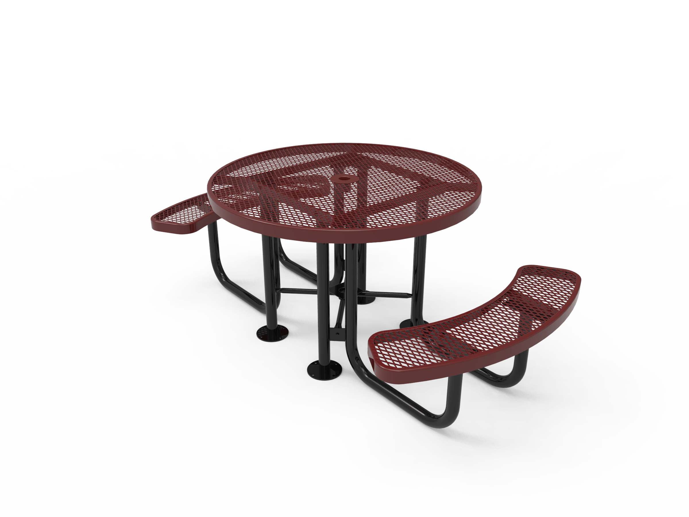 Burgundy MyTCoat 2 Seat Accessible Round Portable Picnic Table Studio Image