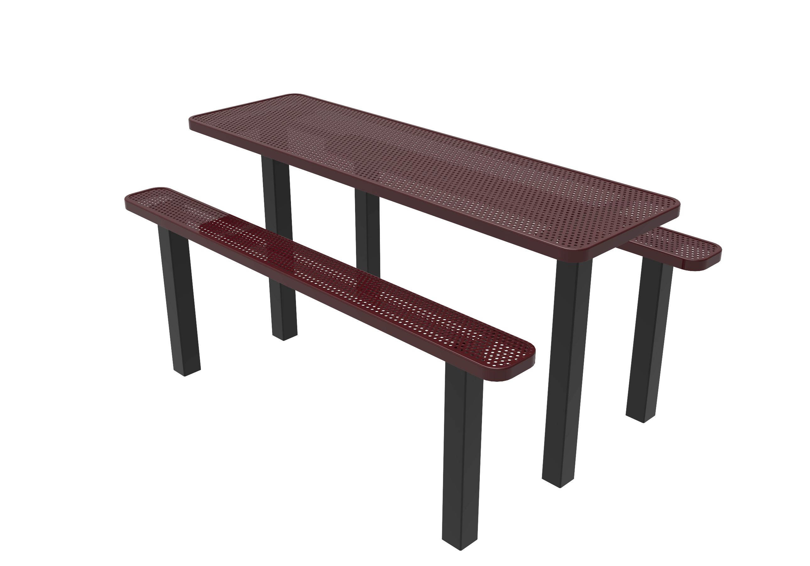 Burgundy MyTCoat 8' Independent Picnic Table Inground Mount Studio Image