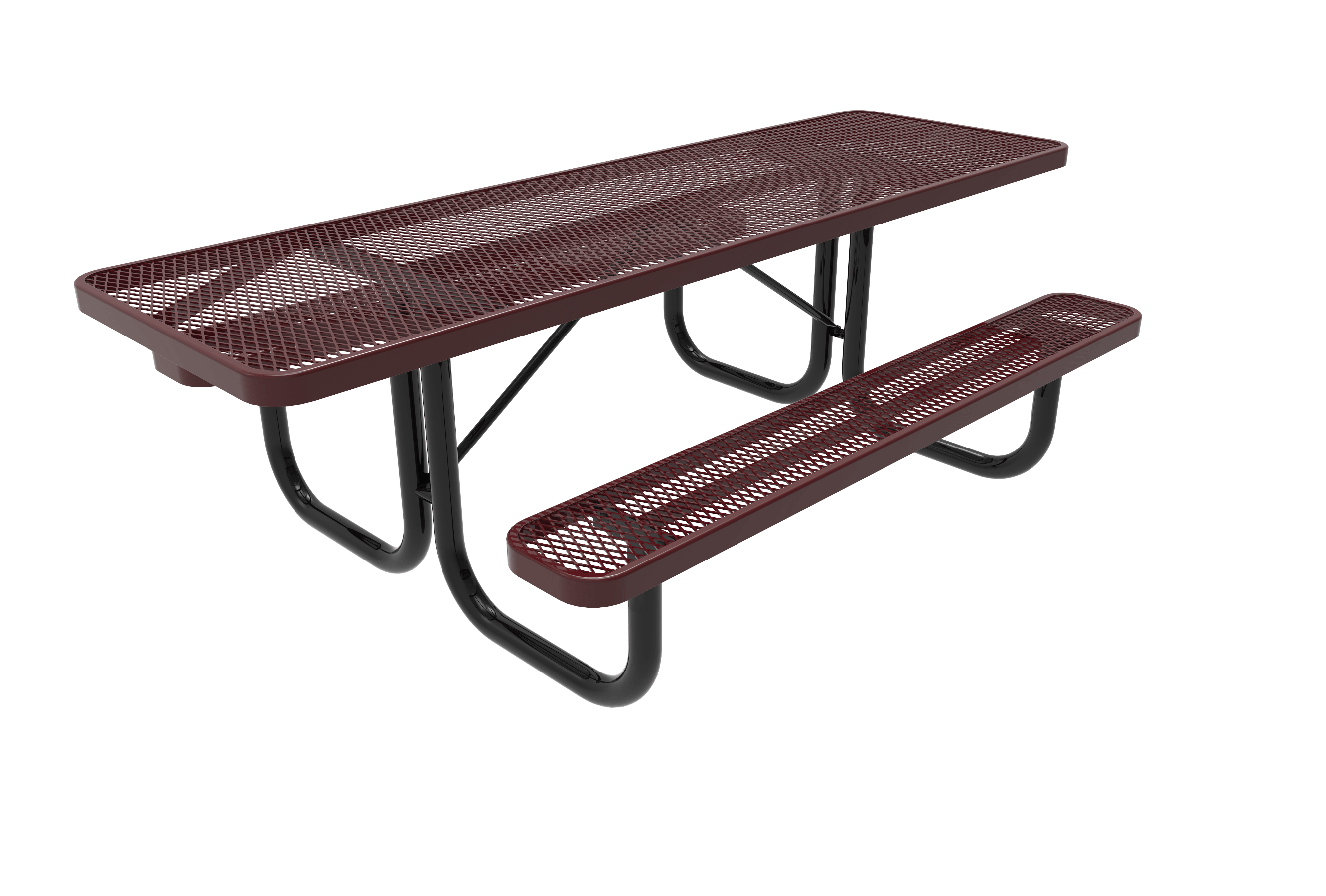 Burgundy MyTCoat ADA Accessible (2 Sides) Rectangular Portable Picnic Table Expanded Metal Studio Image