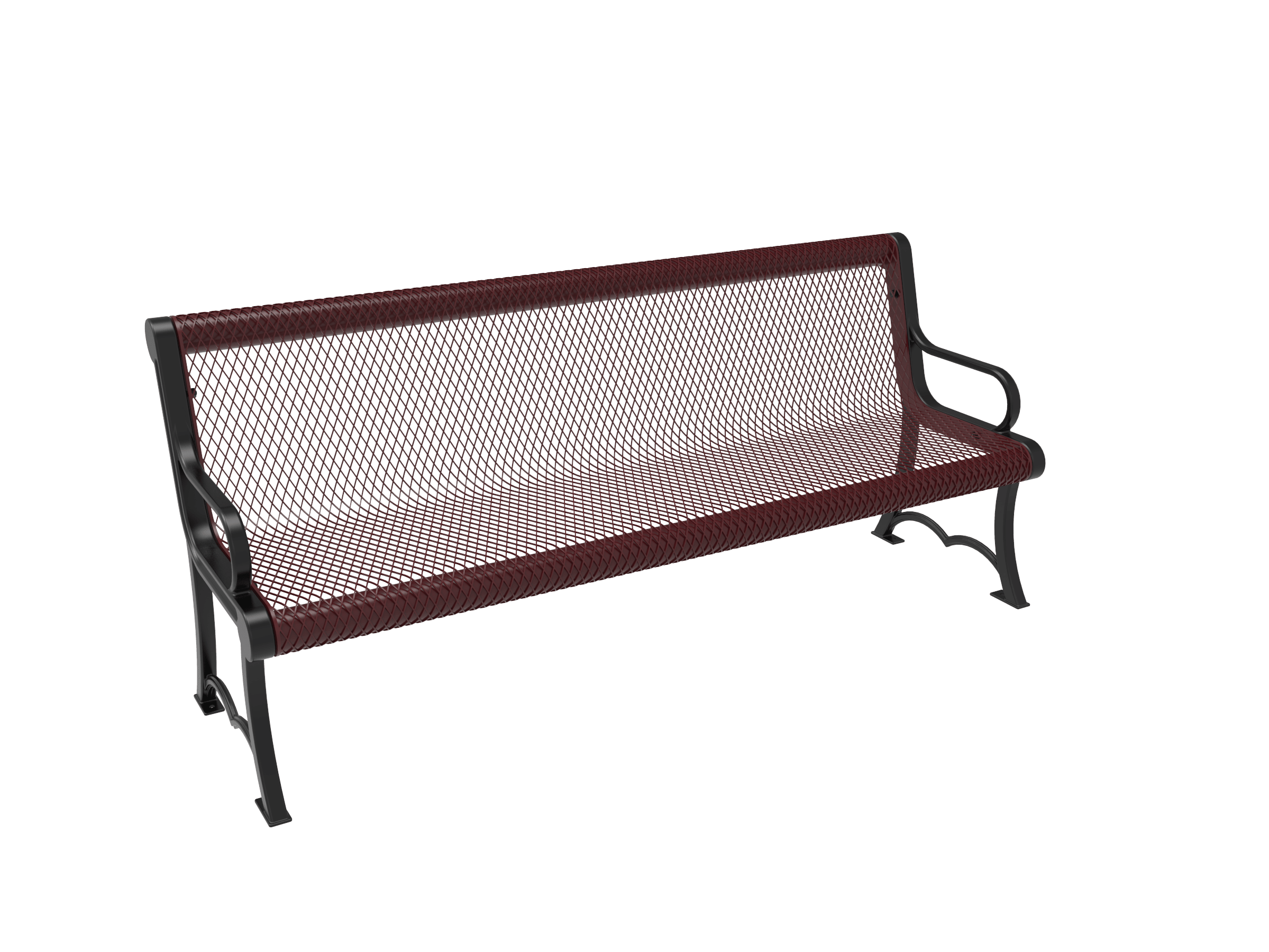 Burgundy MyTCoat Austin Bench Expanded Metal Studio Image