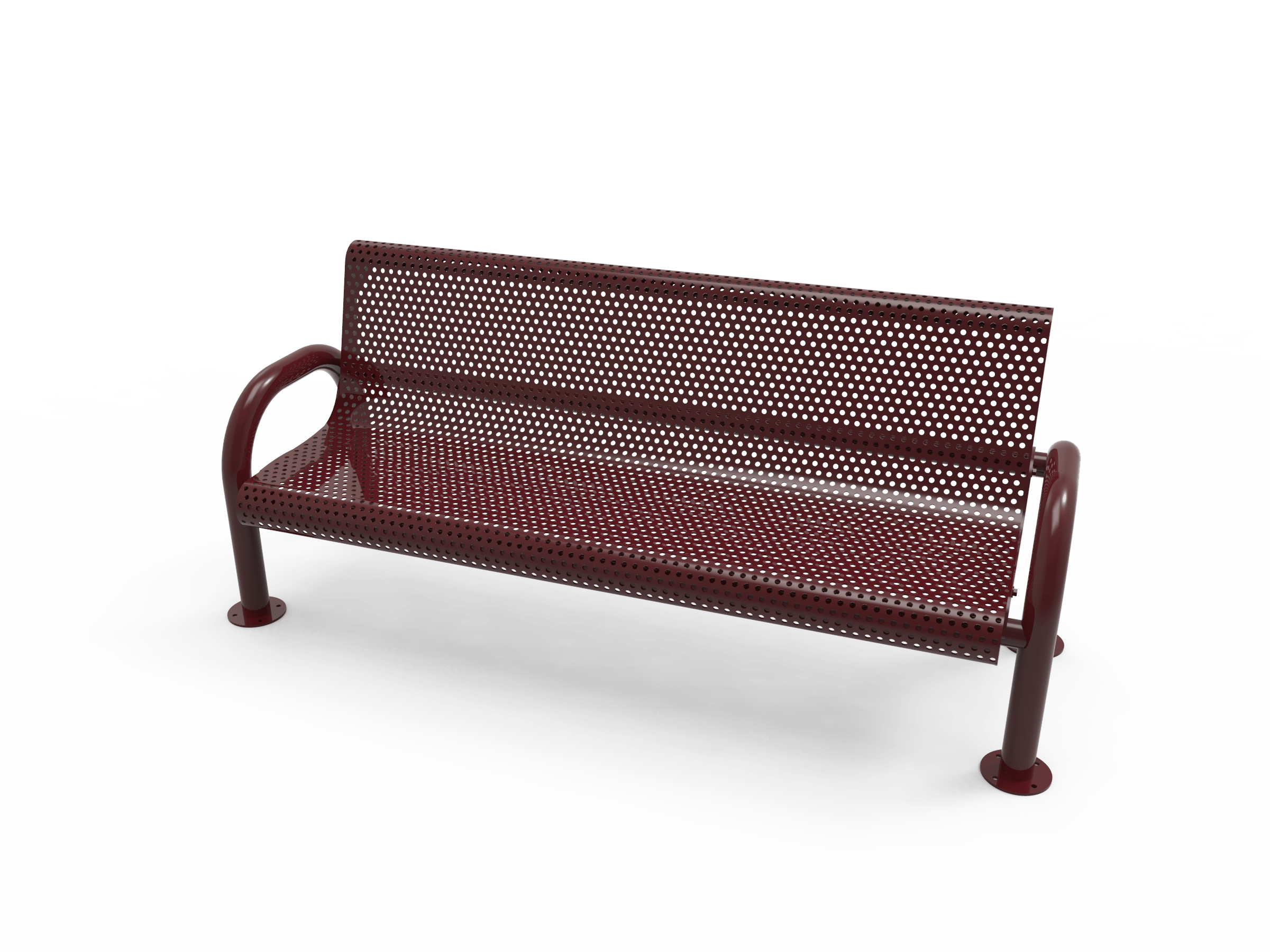 Burgundy MyTCoat MOD Bench with Backrest Punched Steel Surface Mount Studio Image