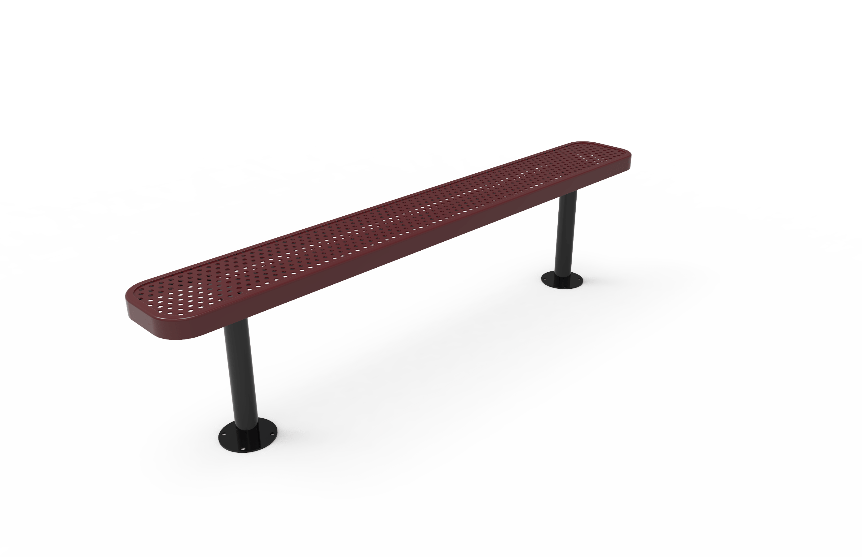 Burgundy MyTCoat Metal Outdoor Bench Without Backrest Studio Image Surface Mount